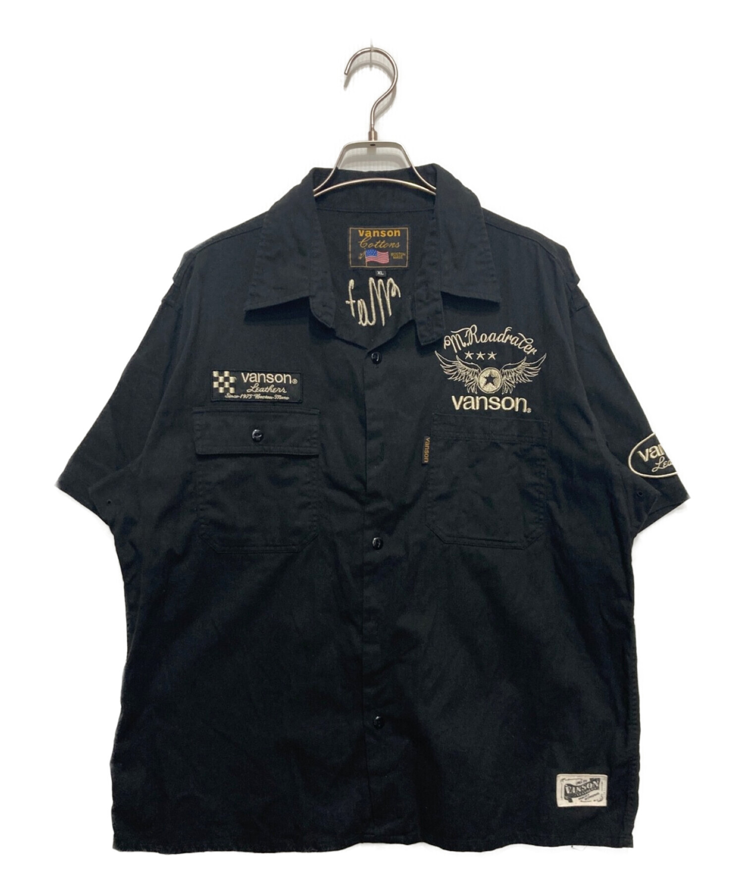 中古・古着通販】VANSON (バンソン) 半袖シャツ ブラック サイズ:XL 