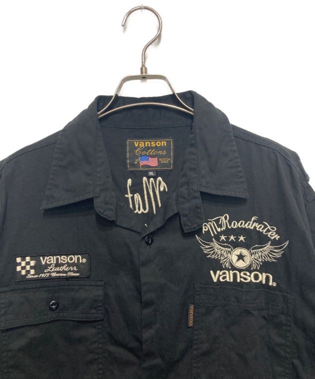 中古・古着通販】VANSON (バンソン) 半袖シャツ ブラック サイズ:XL 