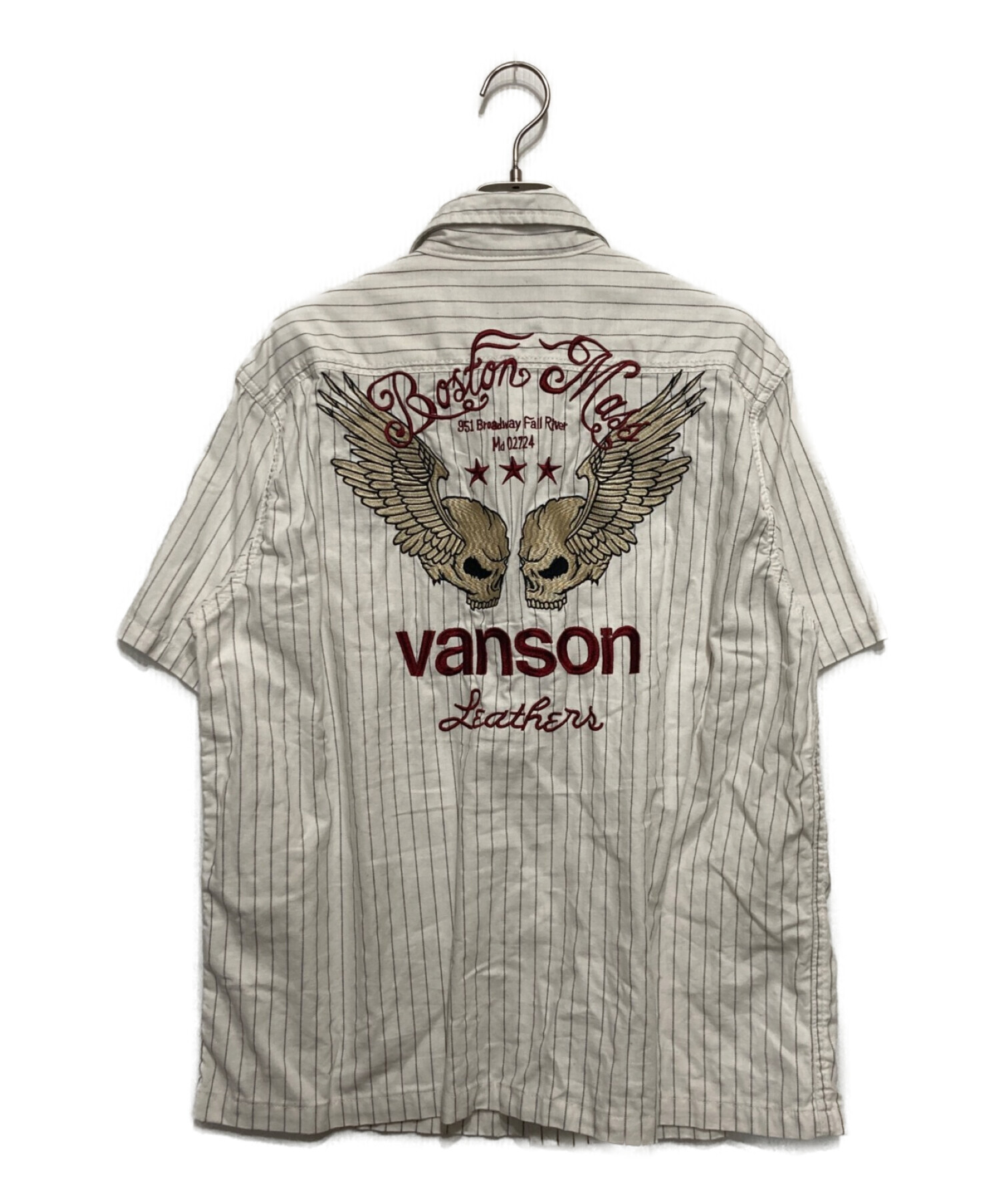 VANSON (バンソン) ストライプシャツ ホワイト サイズ:XL