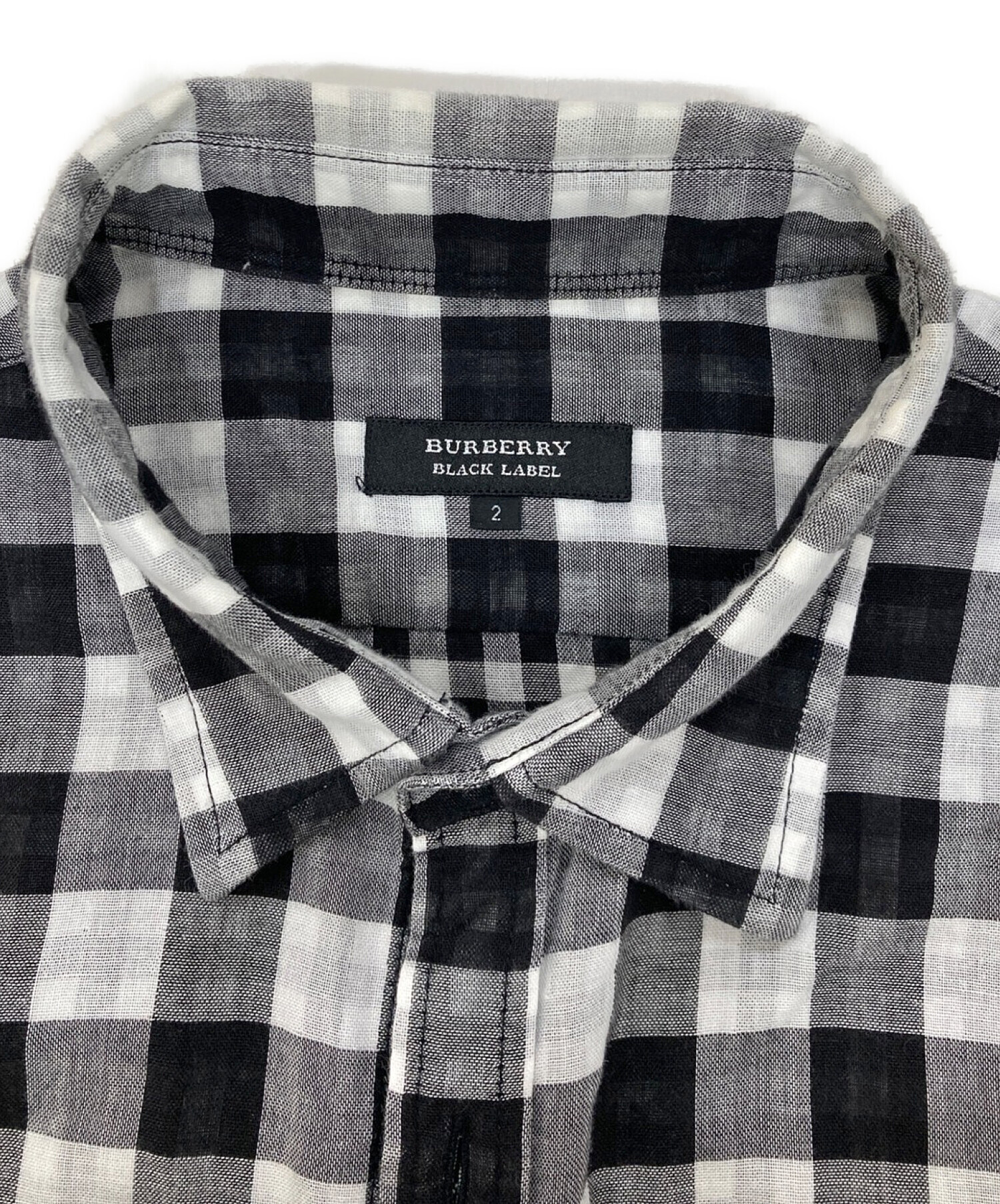 BURBERRY BLACK LABEL (バーバリーブラックレーベル) チェックシャツ　BMW22-223-06 ホワイト×ブラック サイズ:２