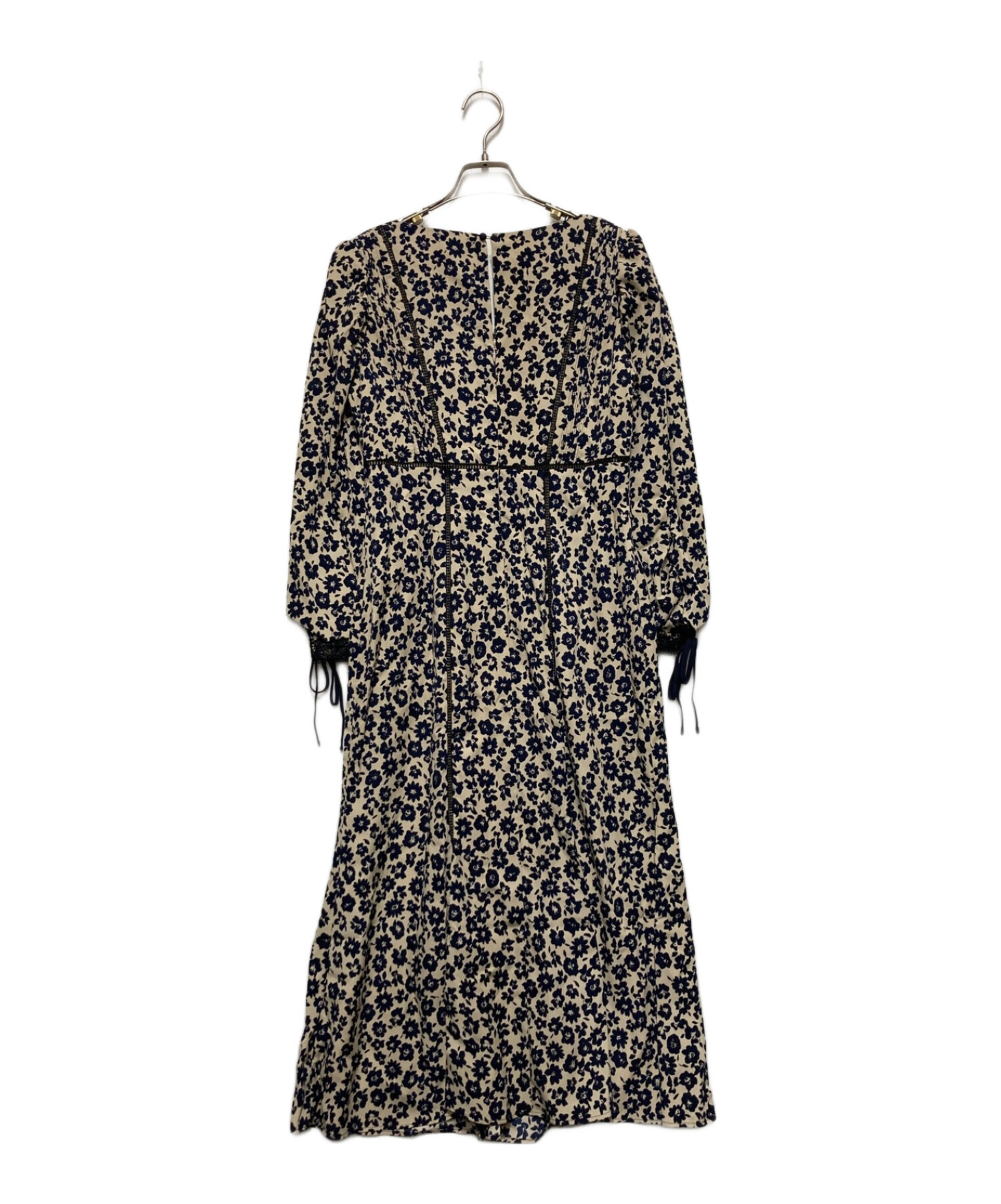 Her lip to (ハーリップトゥ) Floral Print Lace Trimmed Dress ベージュ×ネイビー サイズ:Ⅿ