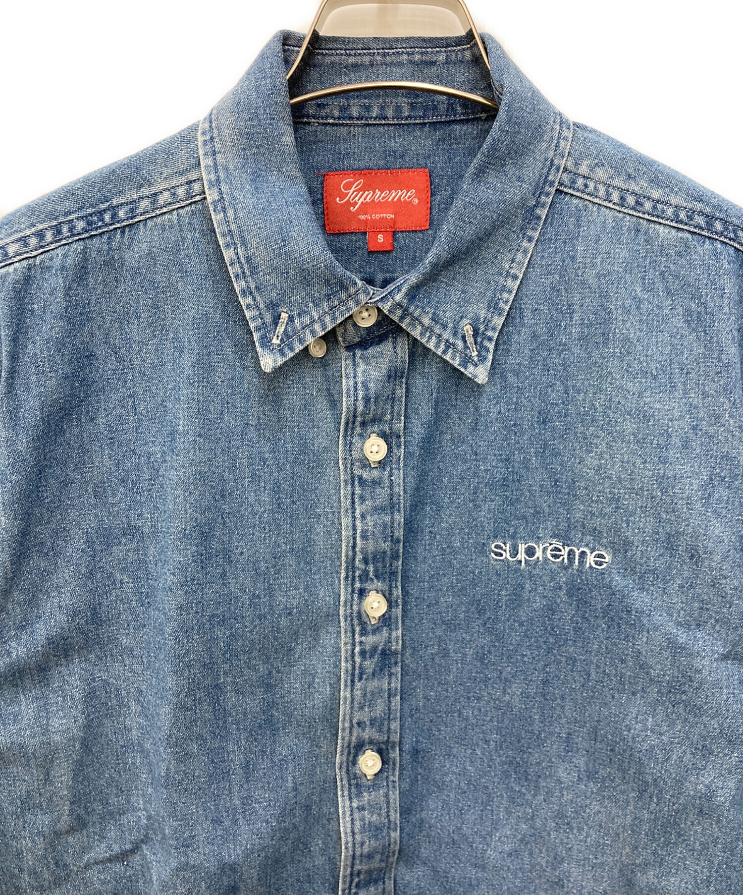 中古・古着通販】SUPREME (シュプリーム) Classic Logo Denim Shirt クラシックロゴデニムシャツ インディゴ  サイズ:S｜ブランド・古着通販 トレファク公式【TREFAC FASHION】スマホサイト