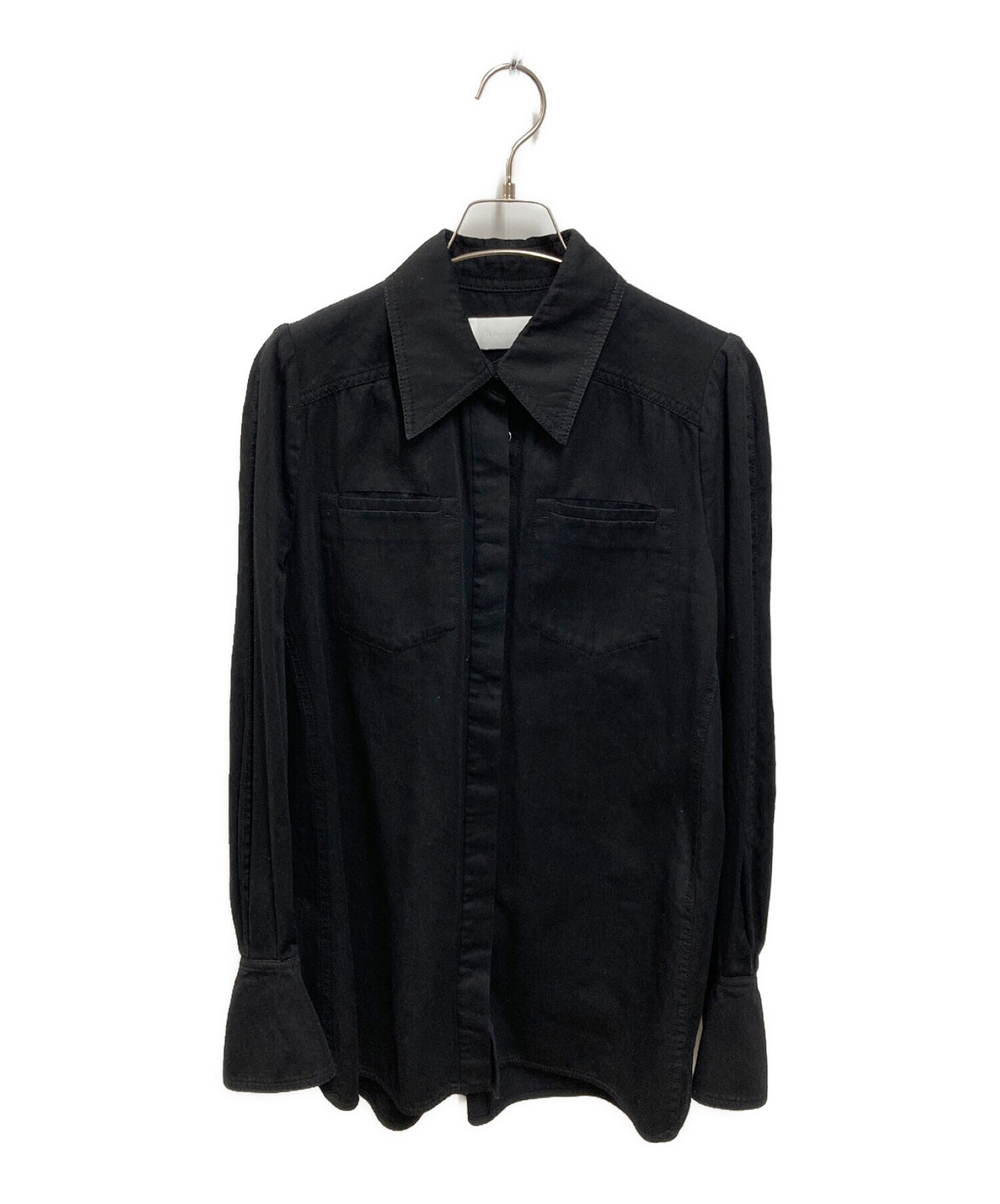Mame Kurogouchi (マメクロゴウチ) Flared Sleeve Denim Shirt ブラック サイズ:2