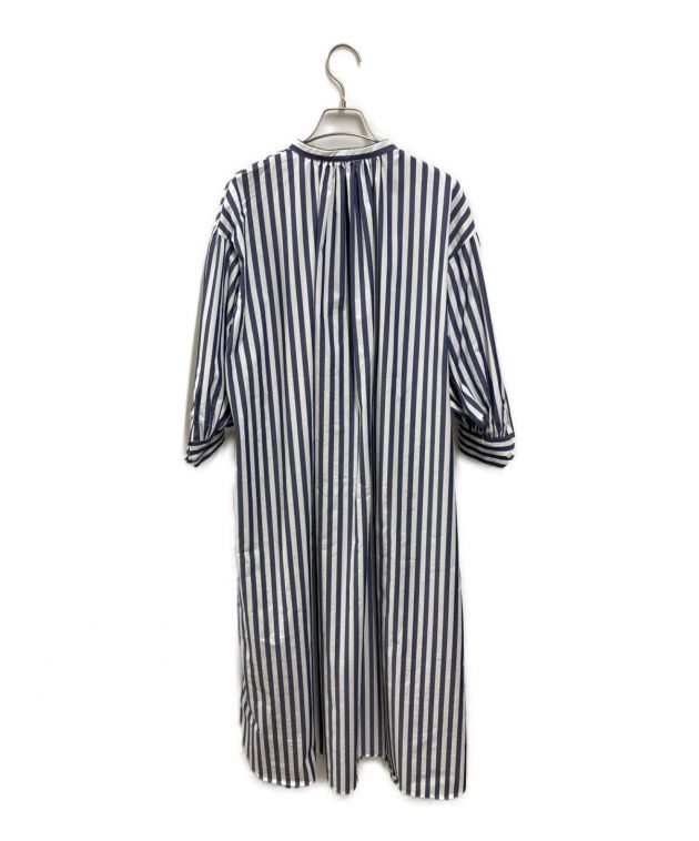 中古・古着通販】HYKE (ハイク) T/C STRIPED GATHERED DRESS(T/Cストライプギャザードレス) ホワイト×ネイビー  サイズ:1｜ブランド・古着通販 トレファク公式【TREFAC FASHION】スマホサイト