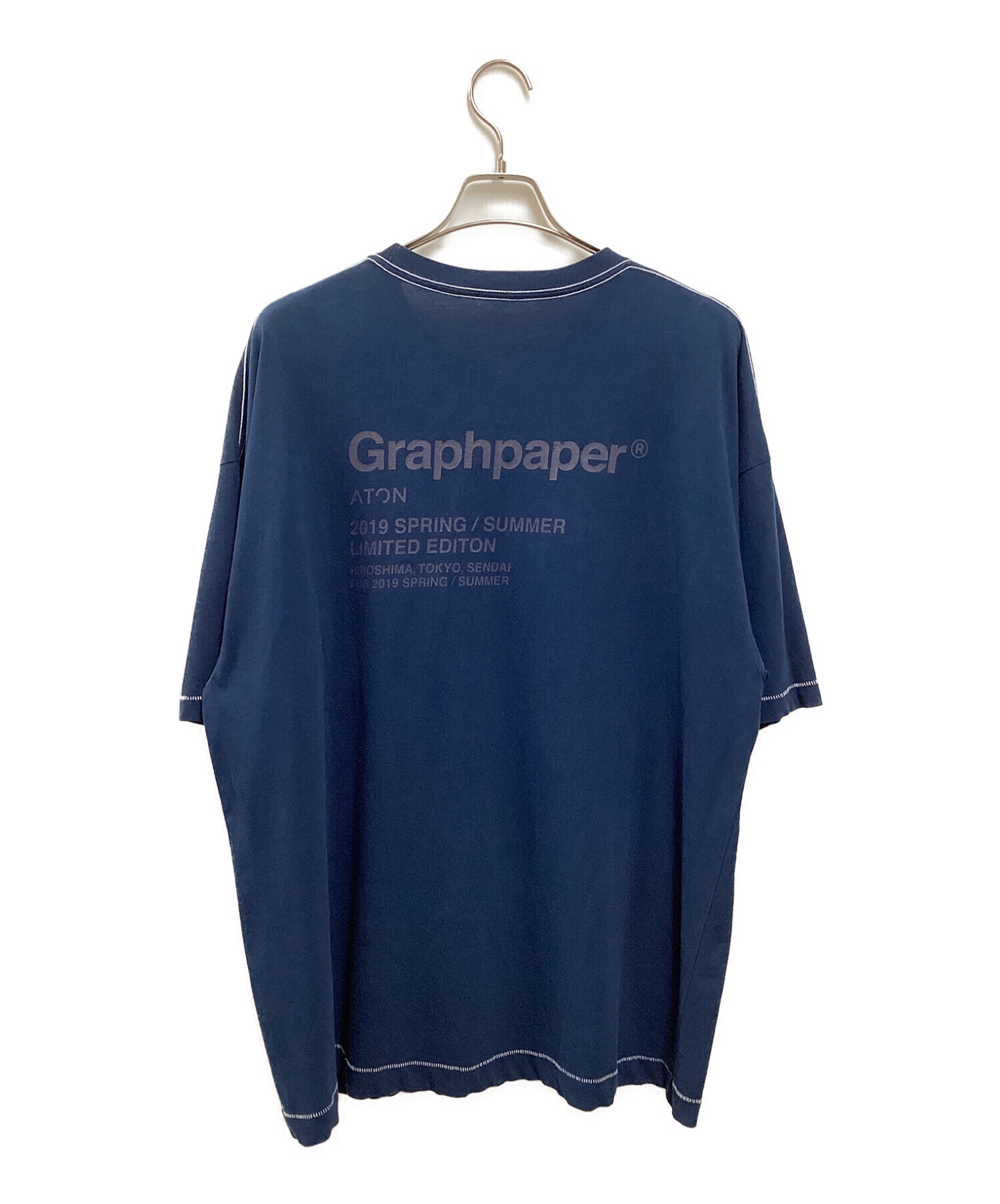 ATON (エイトン) Graphpaper (グラフペーパー) オーバーサイズプリントTシャツ ネイビー サイズ:06