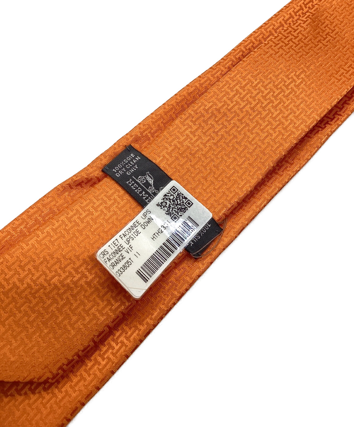 新品 エルメス ネクタイ オレンジ 袋付き Hermes 正規品 本物 みかん色