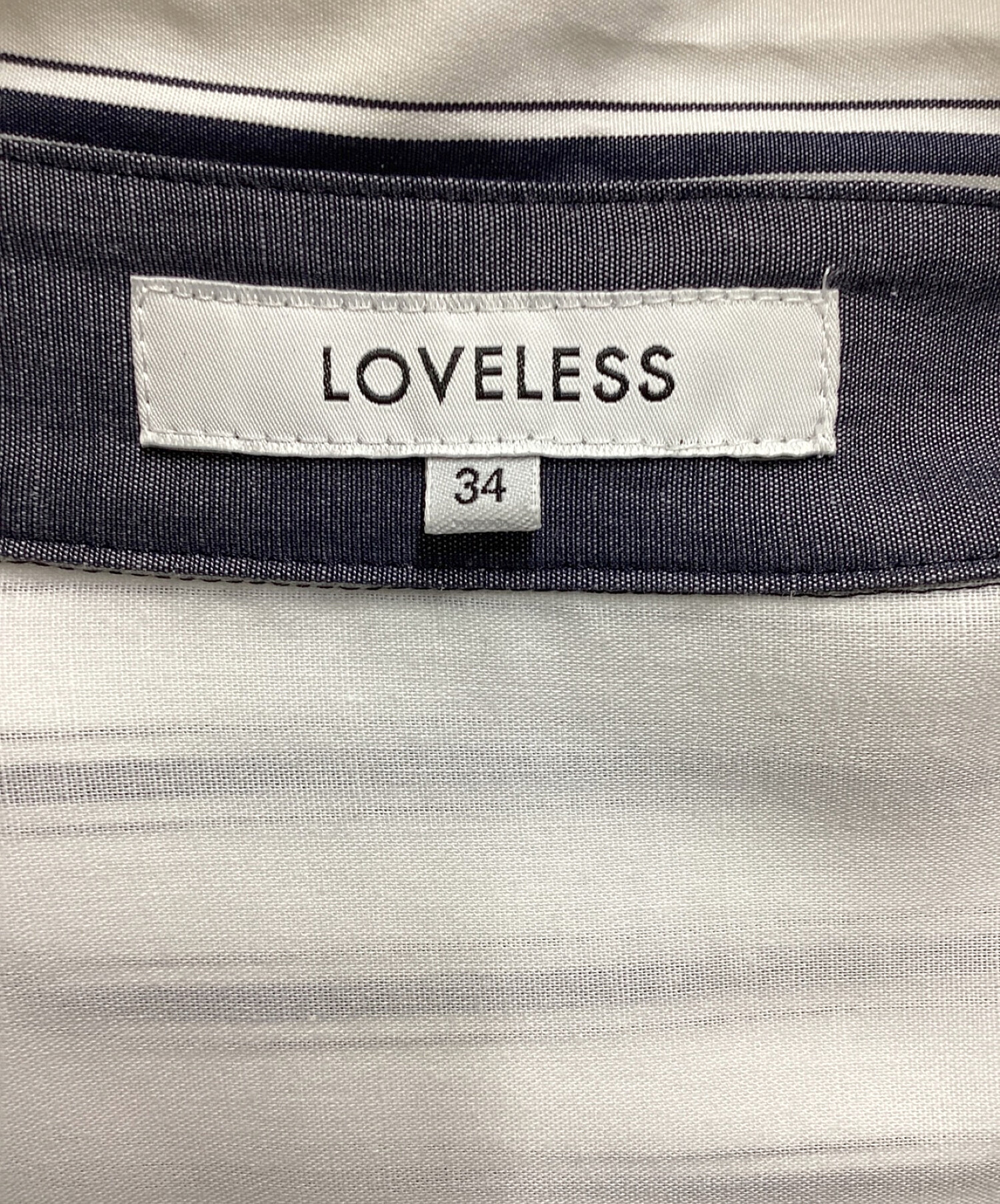 LOVELESS (ラブレス) ストライプシャツワンピース ホワイト×ネイビー サイズ:34