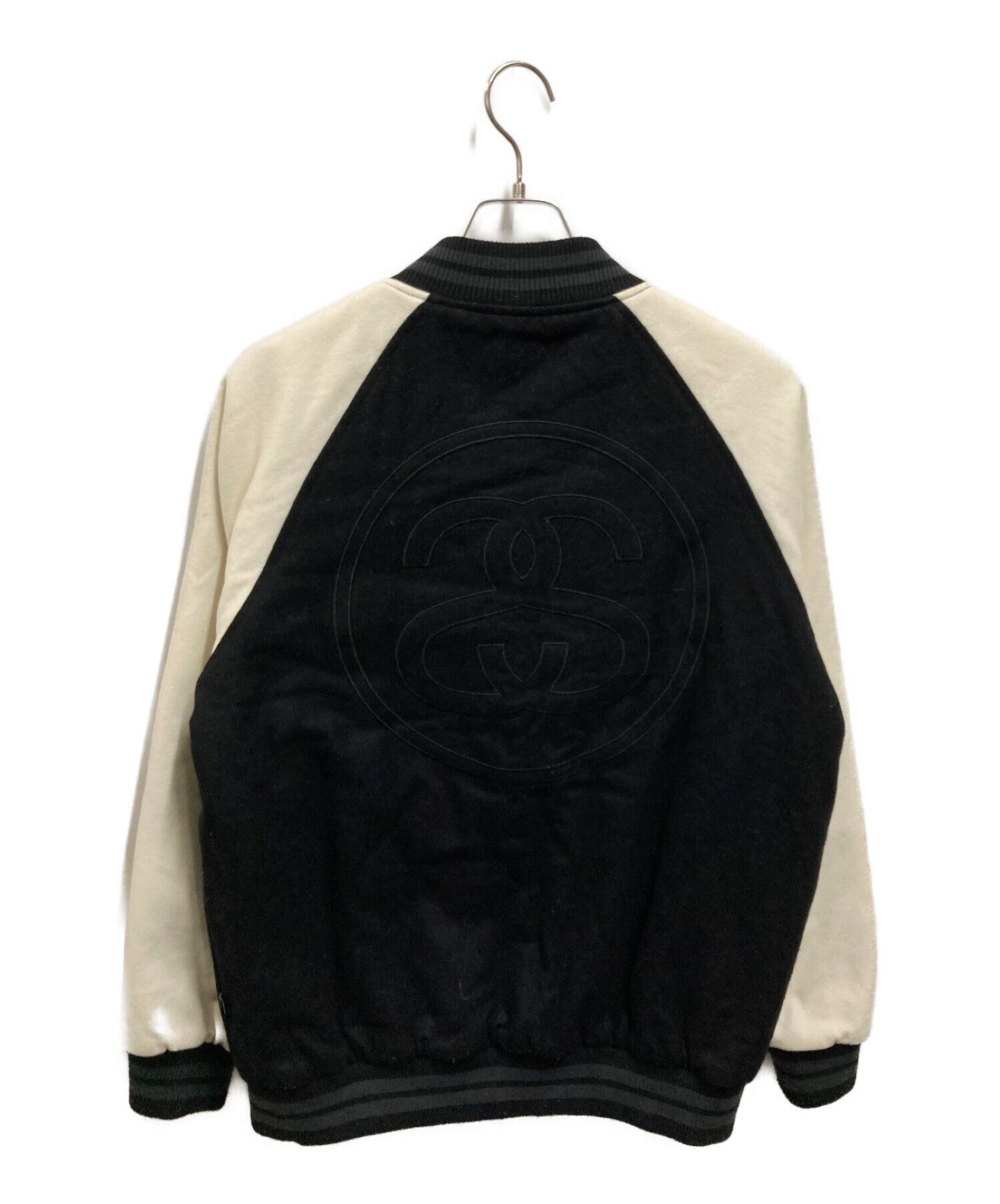 stussy (ステューシー) Two Tone Wool Varsity Jacket ブラック×ホワイト サイズ:M