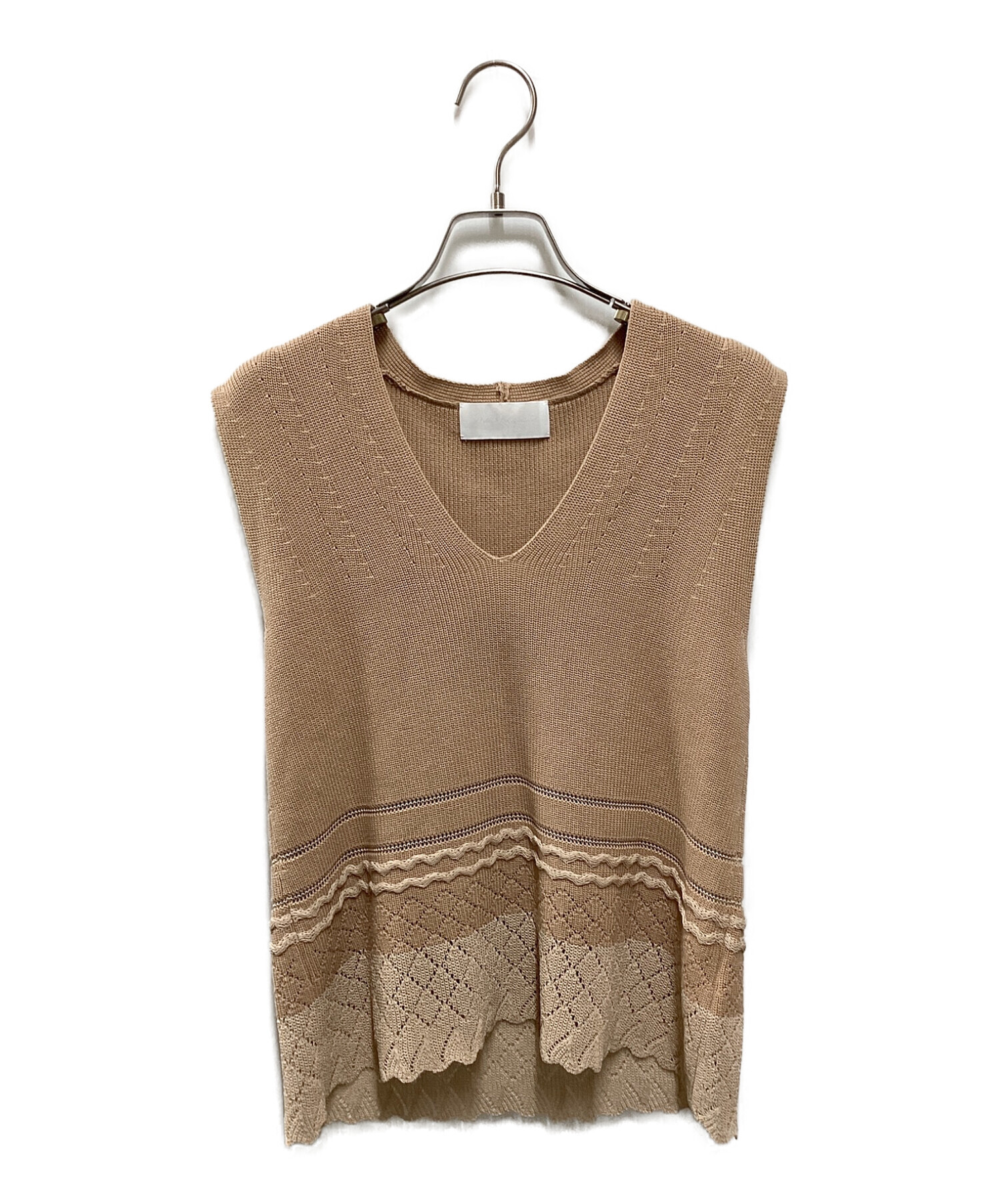 Mixed Knitted Fabric Sleeveless Tops