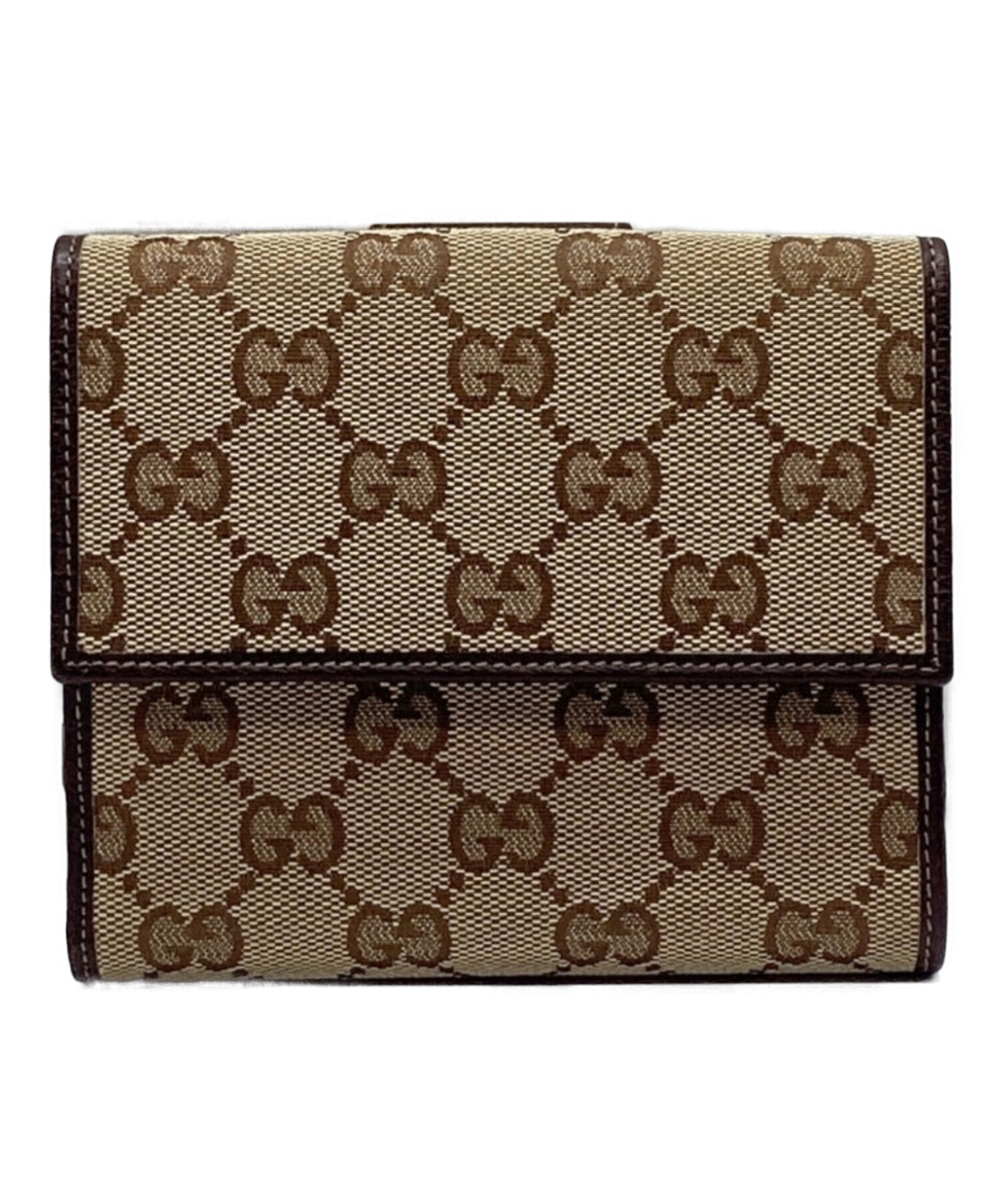 中古・古着通販】GUCCI (グッチ) Wホック金具GG2つ折り財布 ベージュ