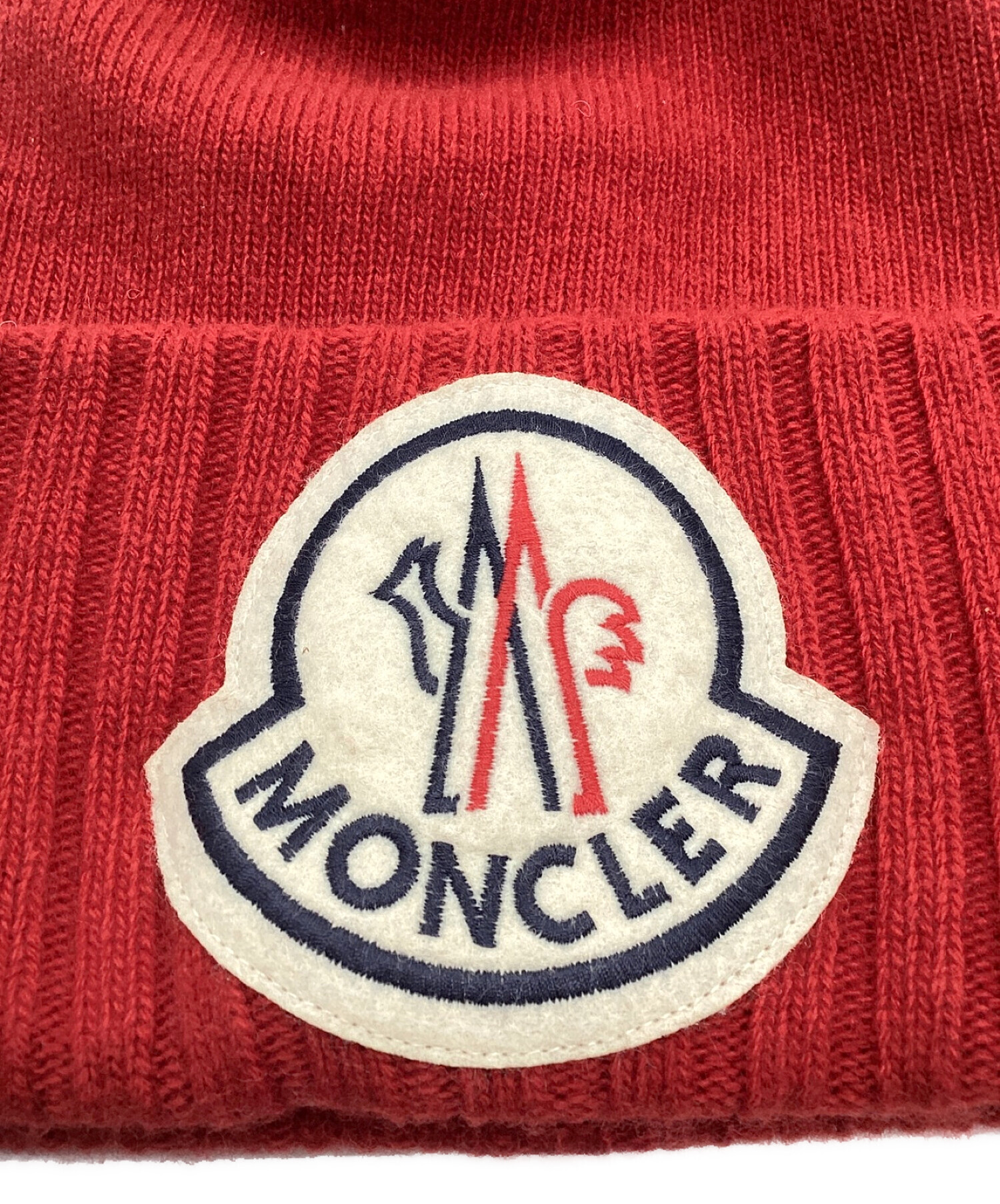 中古・古着通販】MONCLER (モンクレール) ロゴニット帽 レッド