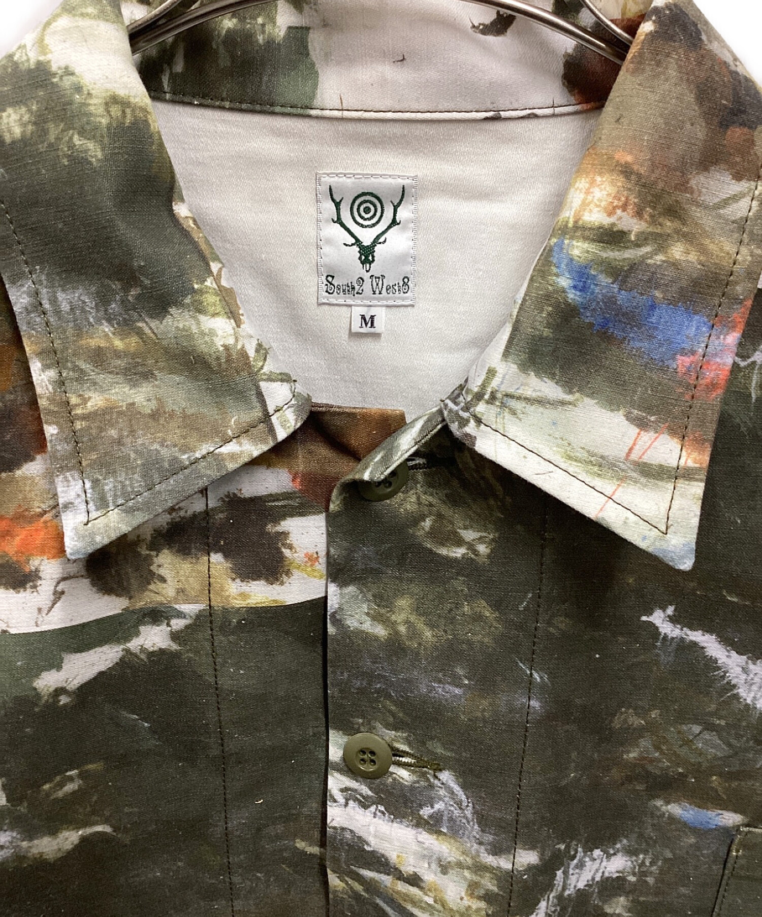 South2 West8 (サウスツー ウエストエイト) Hunting Shirt Cotton Back Sateen / Painting  Pt. グリーン サイズ:M