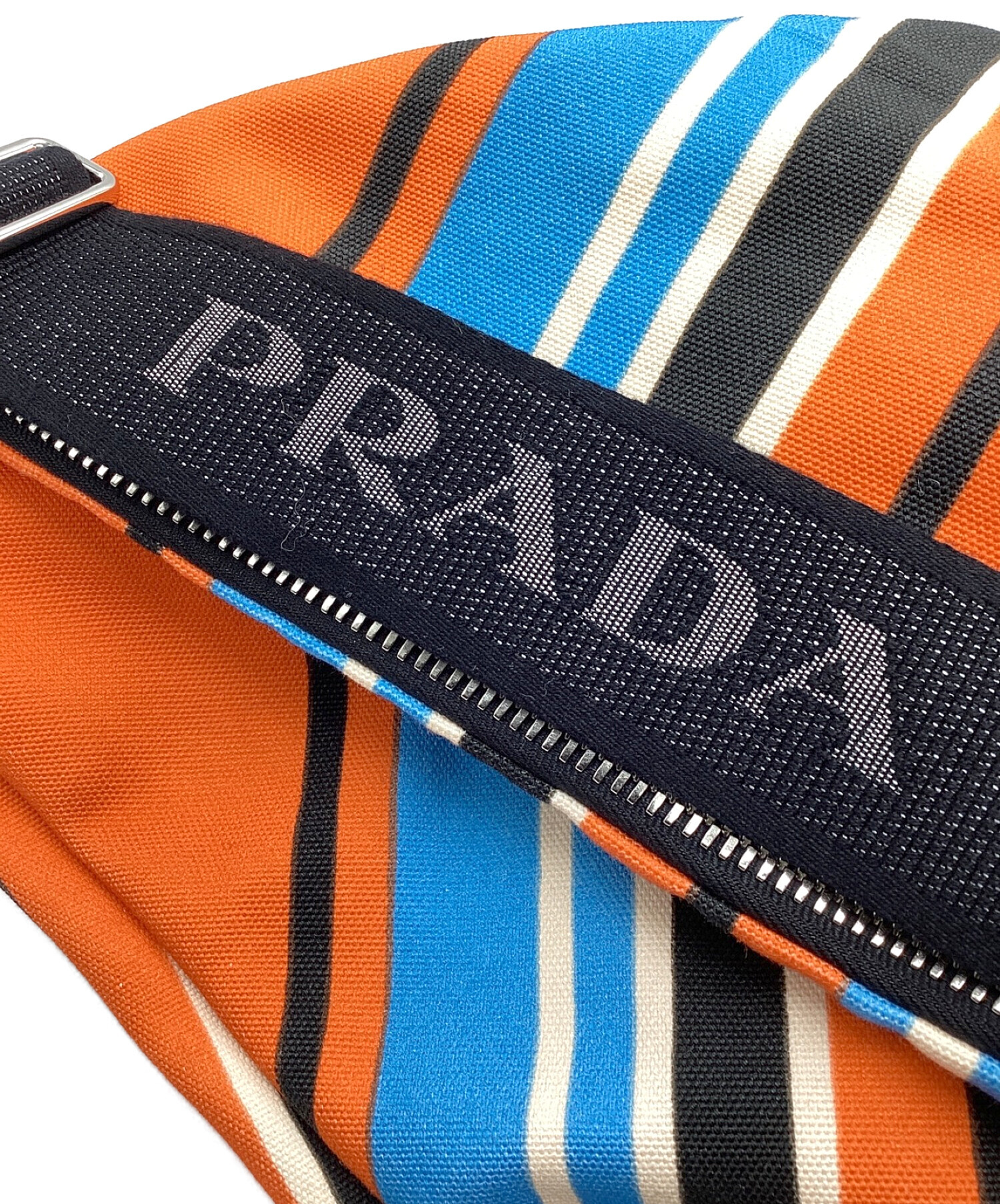 PRADA (プラダ) ストライプトライアングルショルダーバッグ オレンジ