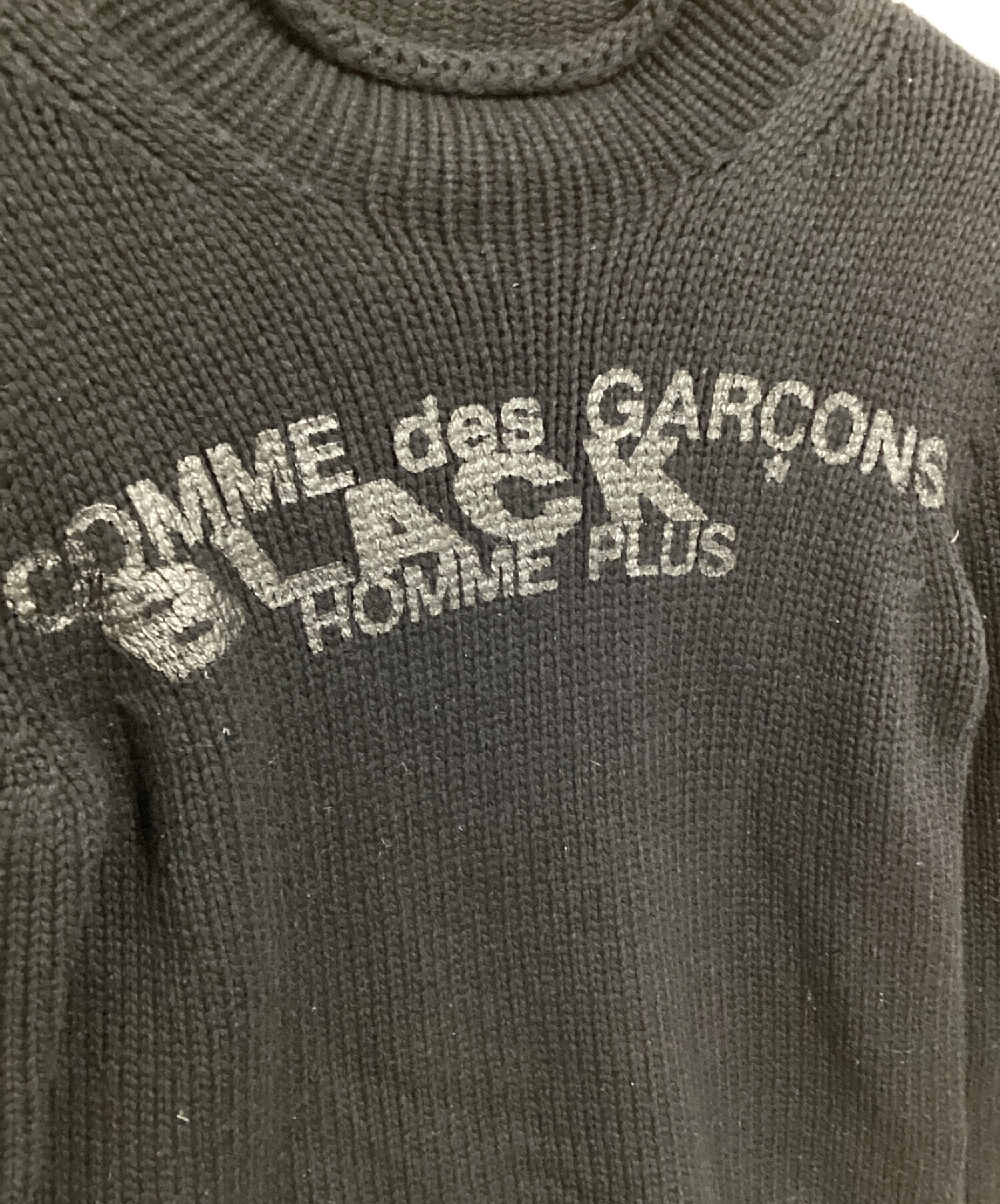 COMME des GARCONS HOMME PLUS (コムデギャルソンオムプリュス) ロゴプリントハイネックニット ブラック サイズ:M
