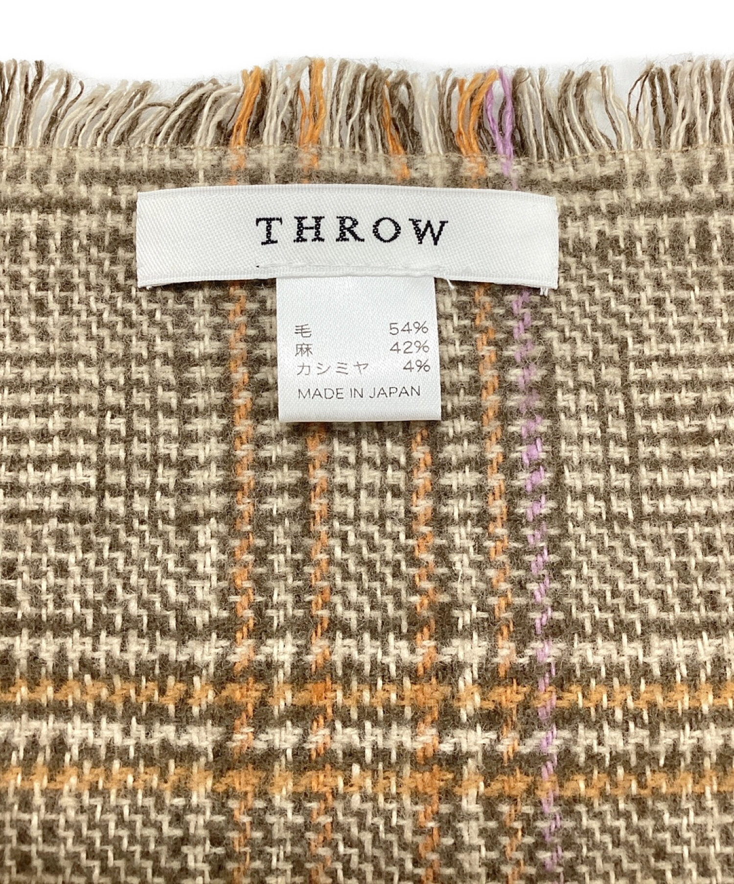 THROW/スロー】リネンウールカシミヤグレンチェックストール