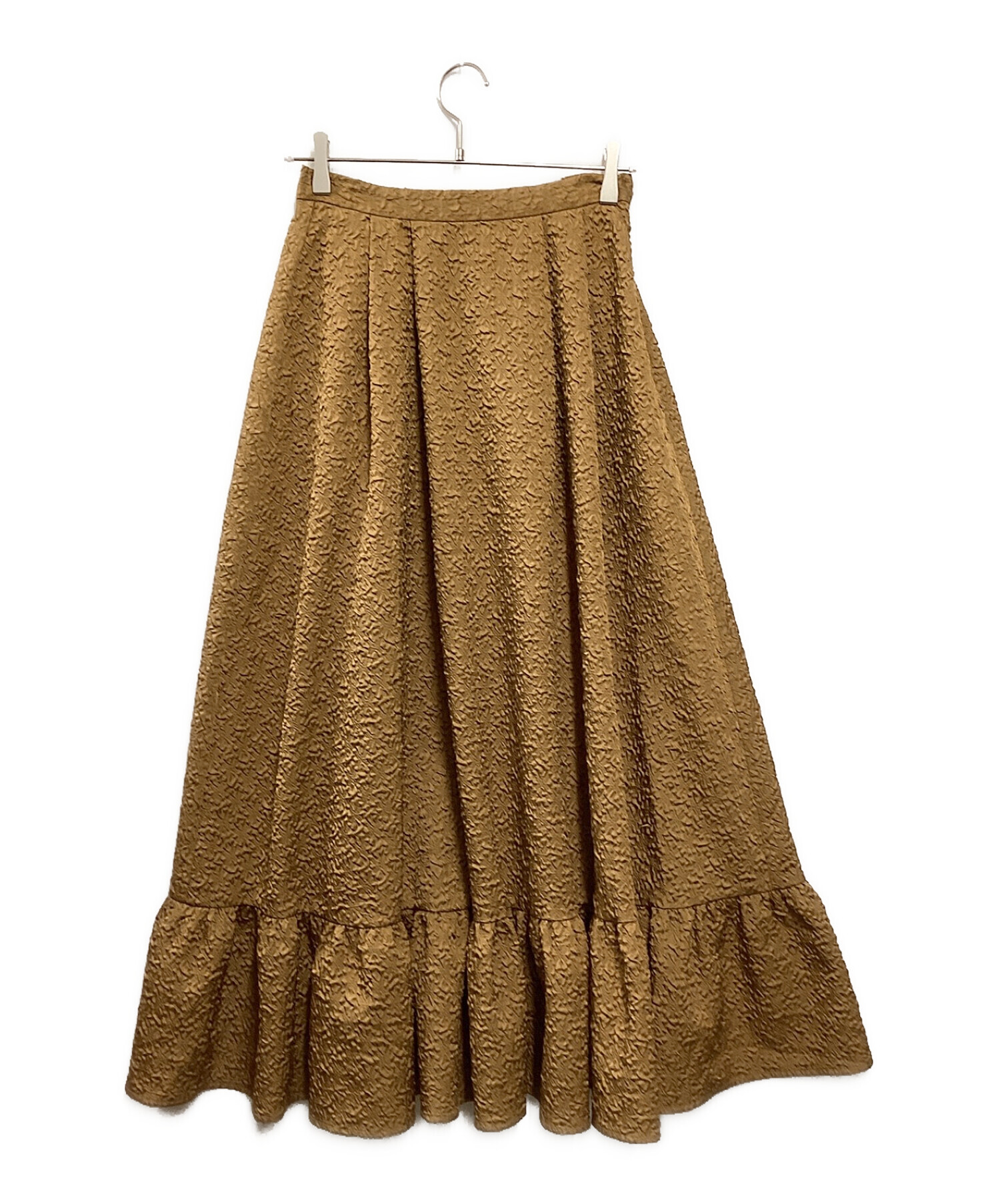 Ameri (アメリ) JACQUARD RUFFLED HEM SKIRT キャメル サイズ:M