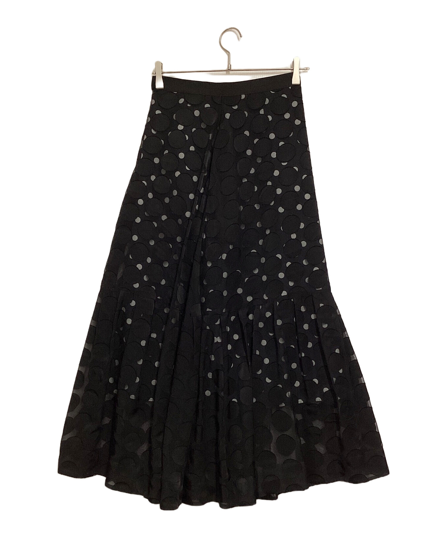 LE CIEL BLEU (ルシェルブルー) Dot Layered Maxi Skirt ブラック サイズ:36