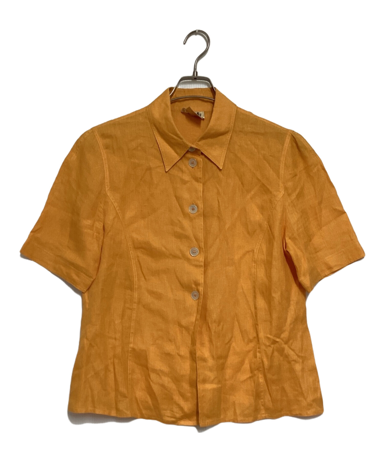 中古・古着通販】HERMES (エルメス) リネン半袖シャツ オレンジ サイズ 