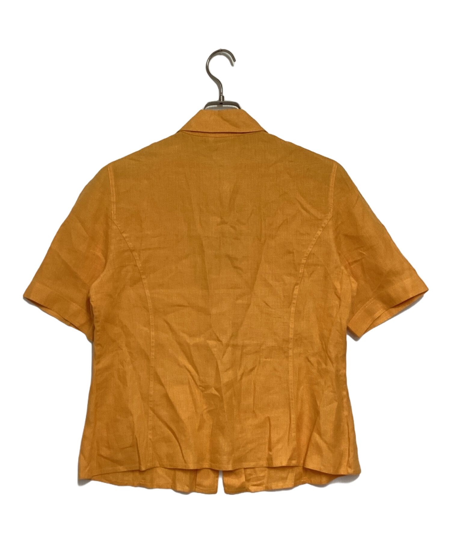 HERMES (エルメス) リネン半袖シャツ オレンジ サイズ:記載無し