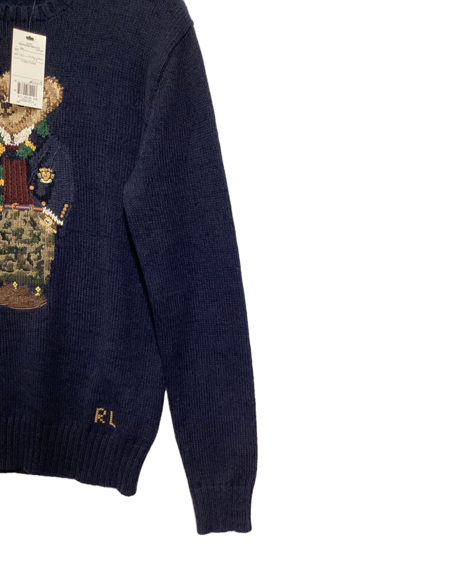 POLO RALPH LAUREN (ポロ・ラルフローレン) コットンリネンポロベアニット ネイビー サイズ:XS 未使用品