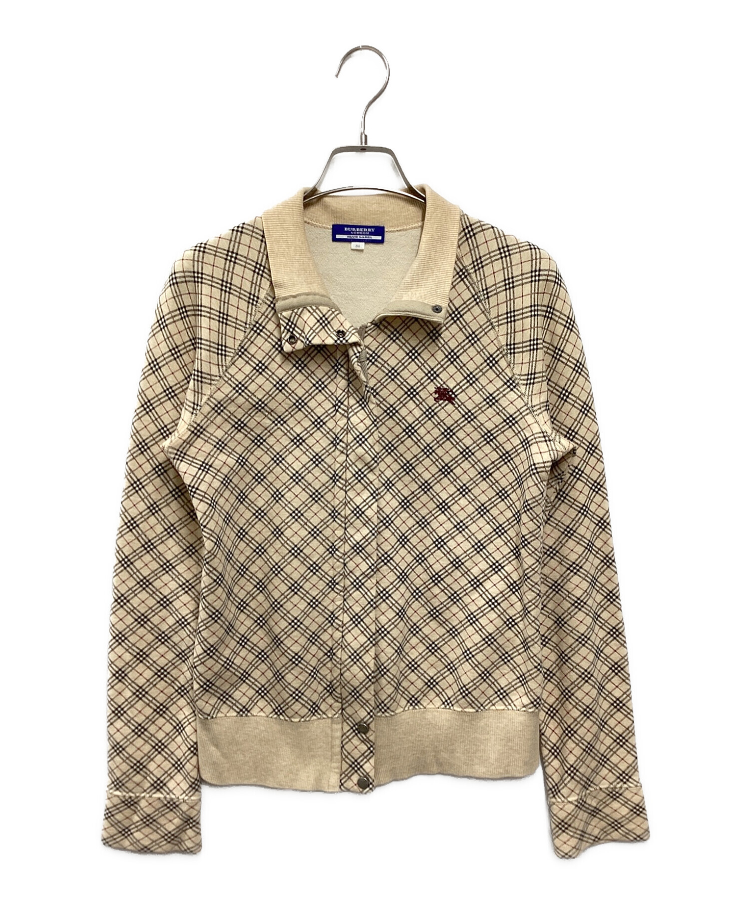 BURBERRY BLUE LABEL (バーバリーブルーレーベル) ノバチェックジップアップスウェット ベージュ サイズ:38