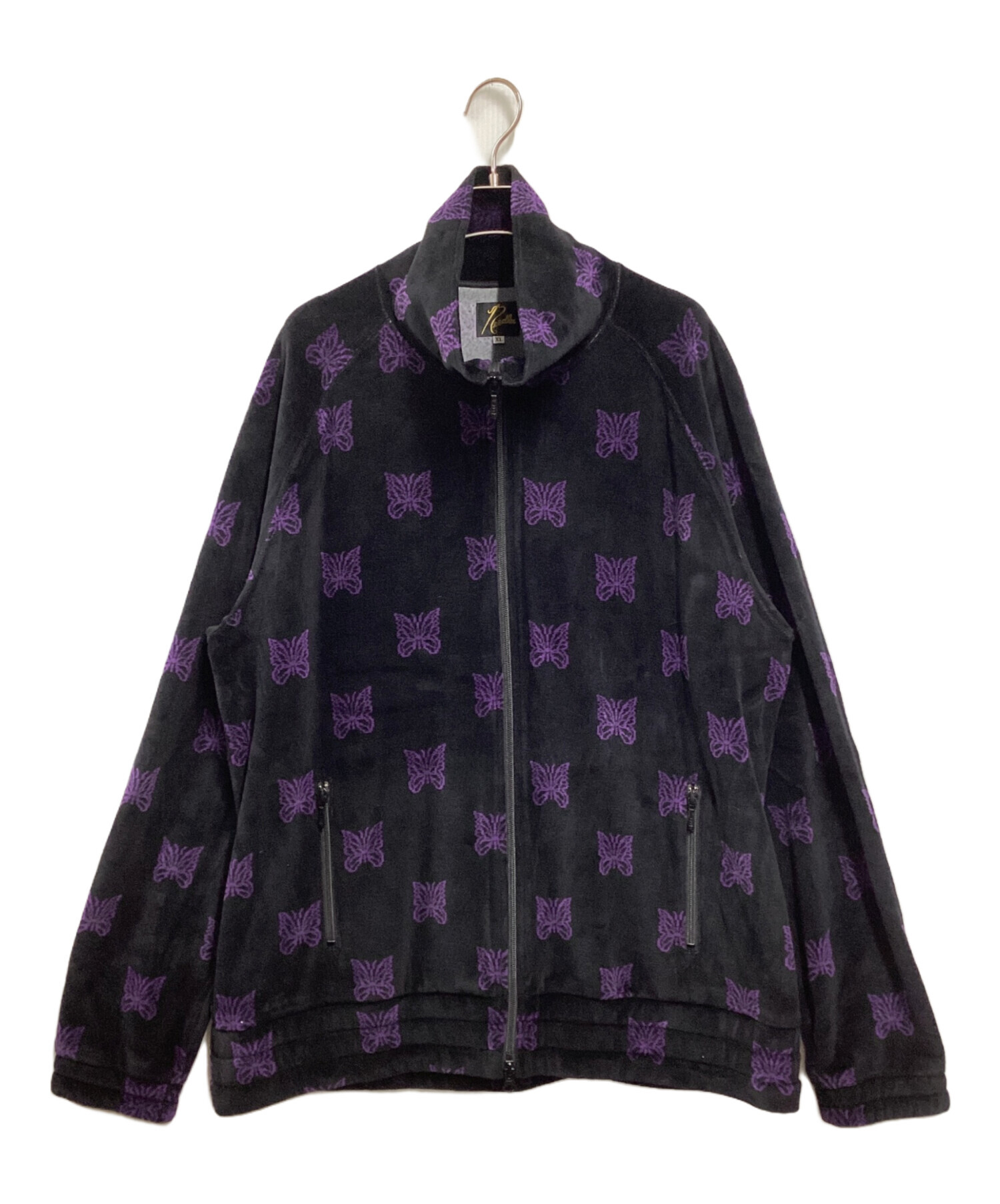 Needles (ニードルズ) Papillon Velour Track Jacket ブラック×パープル サイズ:XL