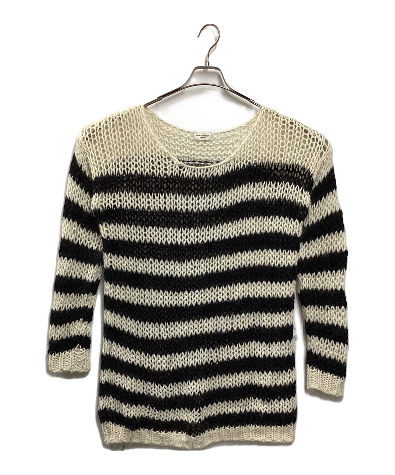 中古・古着通販】Saint Laurent Paris (サンローランパリ) Oversize Striped Sweater ホワイト×ブラック  サイズ:M｜ブランド・古着通販 トレファク公式【TREFAC FASHION】スマホサイト