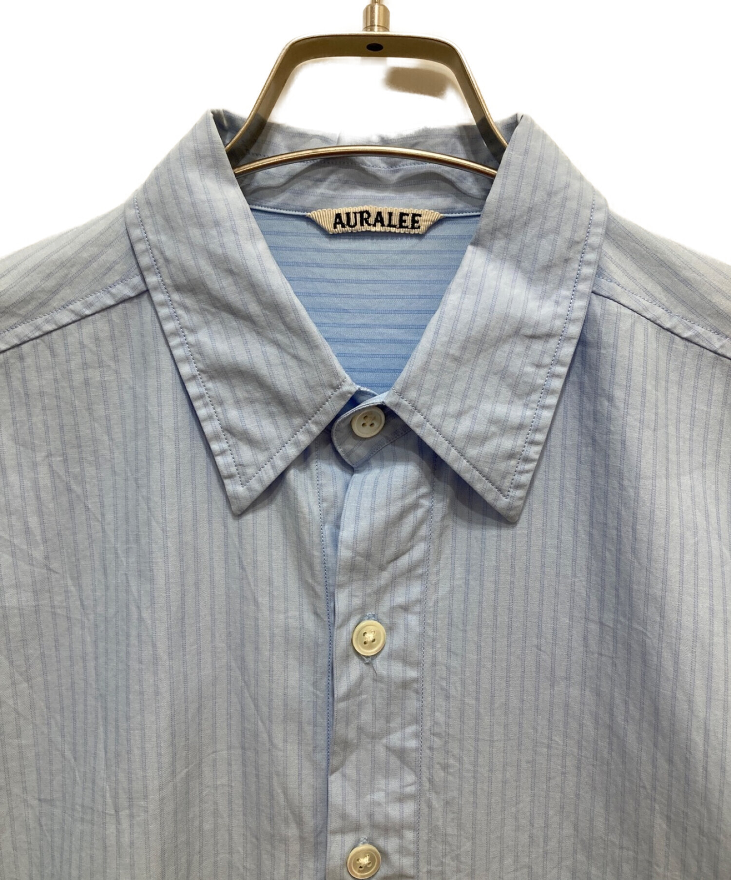 AURALEE (オーラリー) WASHED FINX TWILL BIG SHIRTS ブルー サイズ:4