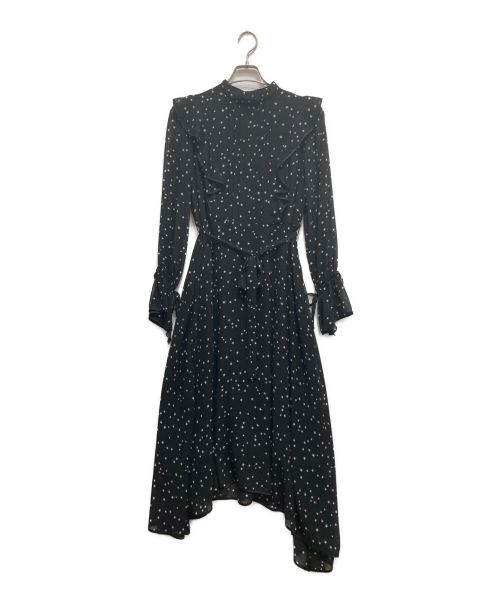 中古・古着通販】AMERI (アメリ) POWER SHOULDER FRILL DRESS ブラック