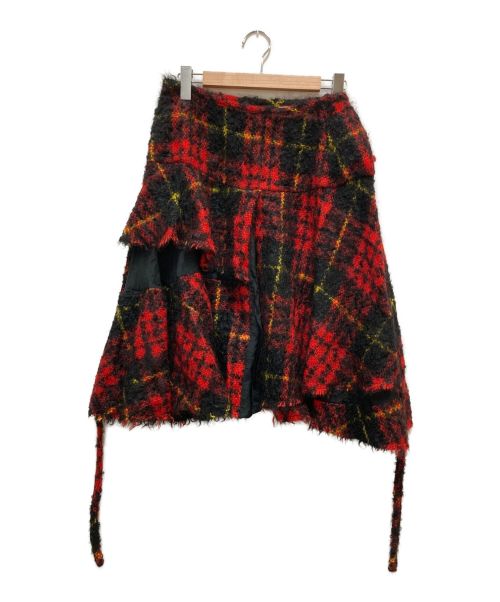 商品名トリココムデギャルソン ヴィンテージ タータンチェック スカート 赤×グレー系