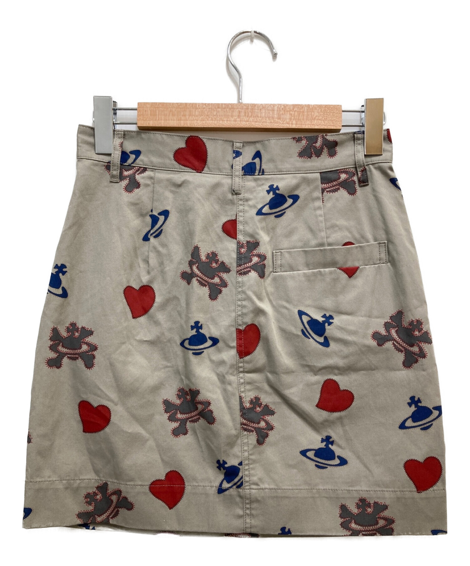 Vivienne Westwood RED LABEL (ヴィヴィアンウエストウッドレッドレーベル) HEART SKULL ORB ミニスカート  ベージュ サイズ:2