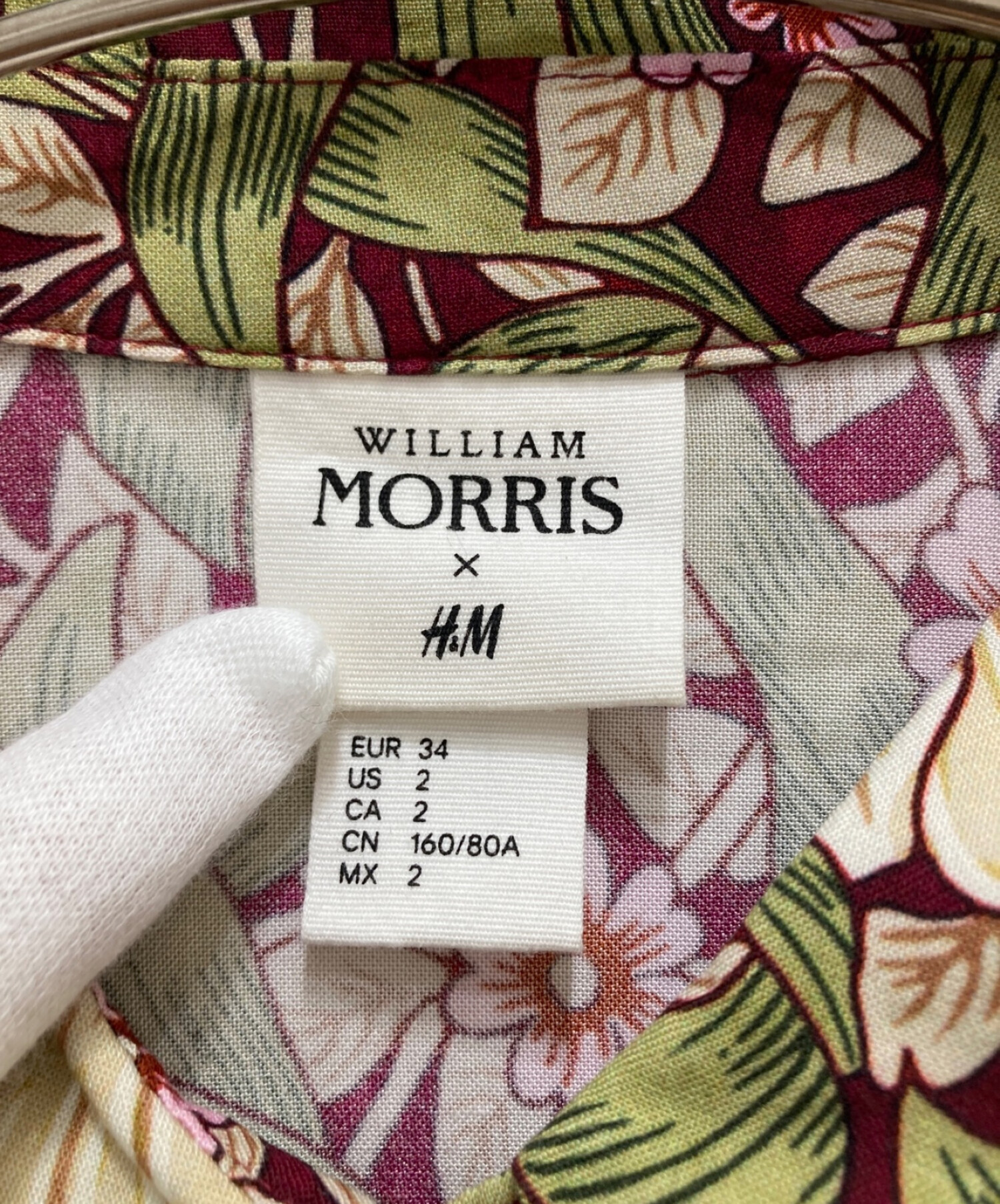 H&M (エイチアンドエム) WILLIAM MORRIS (ウィリアムモリス) 総柄プリントシャツワンピース サイズ:S