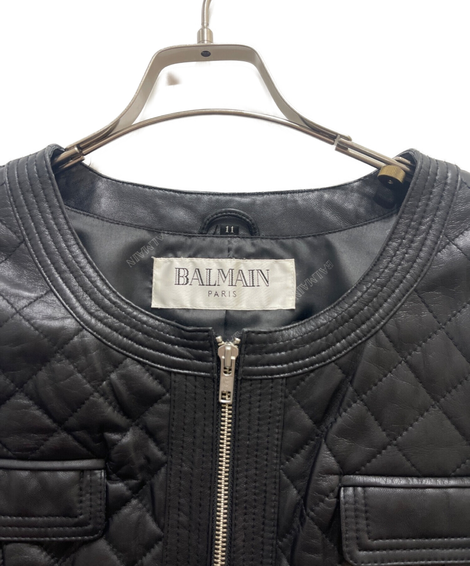 BALMAIN (バルマン) ラムレザージャケット ブラック サイズ:11