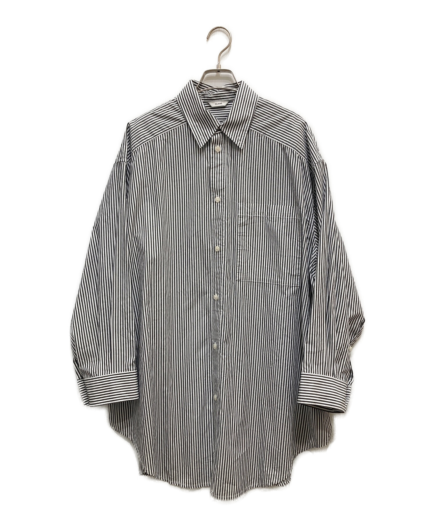 中古・古着通販】CLANE (クラネ) HUGE SHIRT ホワイト×グレー サイズ:1