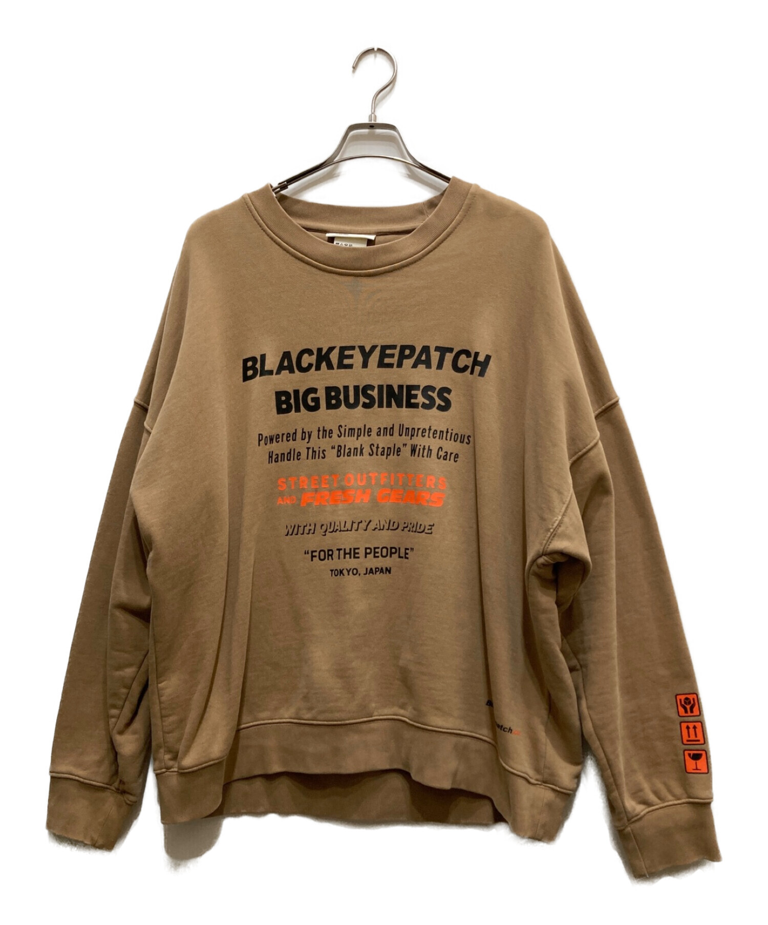 H&M (エイチアンドエム) BlackEyePatch (ブラックアイパッチ) クルーネックスウェット ブラウン サイズ:XXL