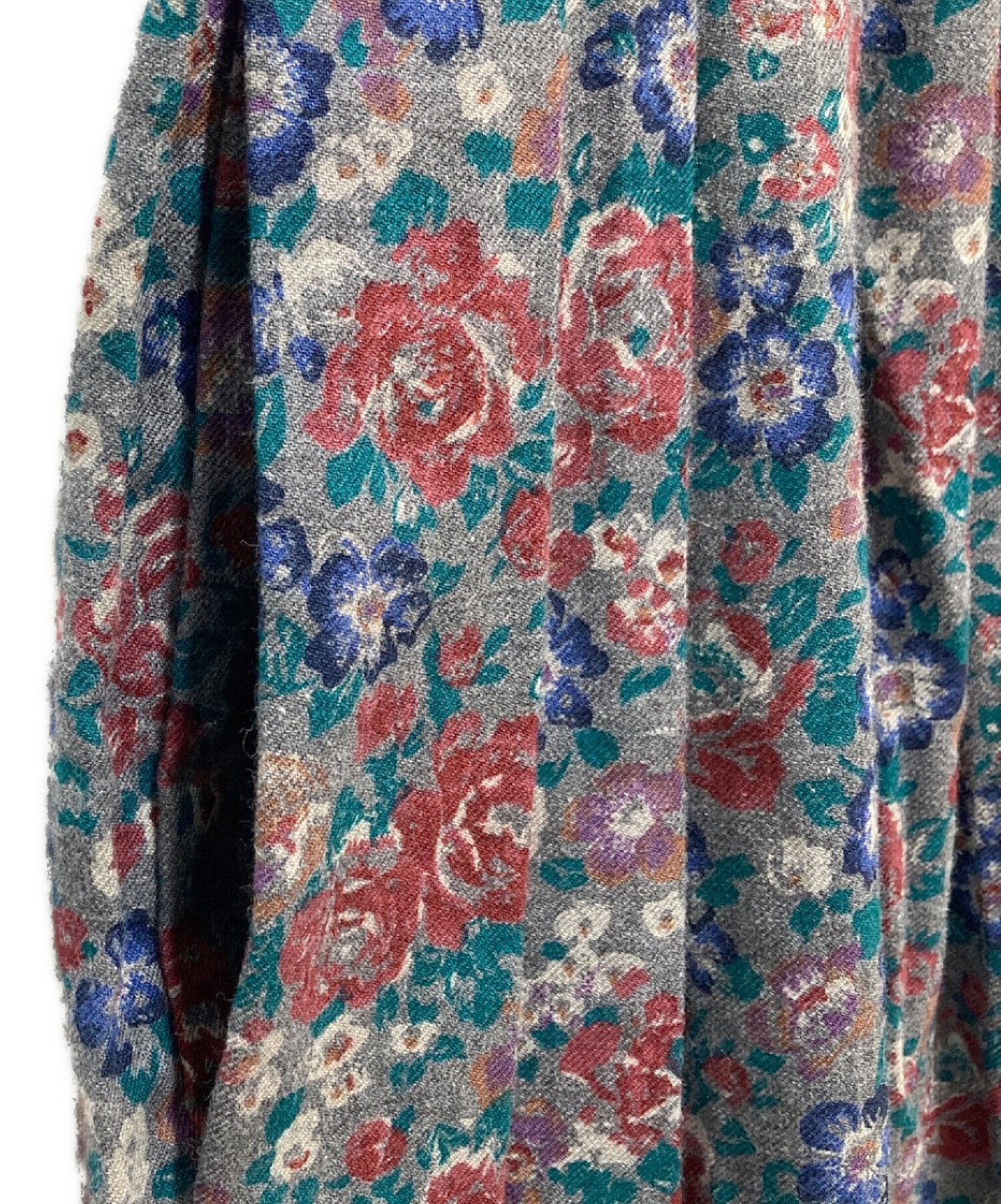 LAURA ASHLEY (ローラ アシュレイ) ベロア襟ブラウスワンピース グレー サイズ:EUR34