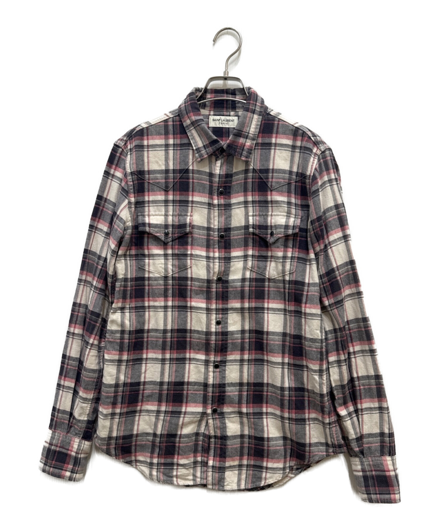 メンズサンローランパリ 13aw チェックシャツ - シャツ