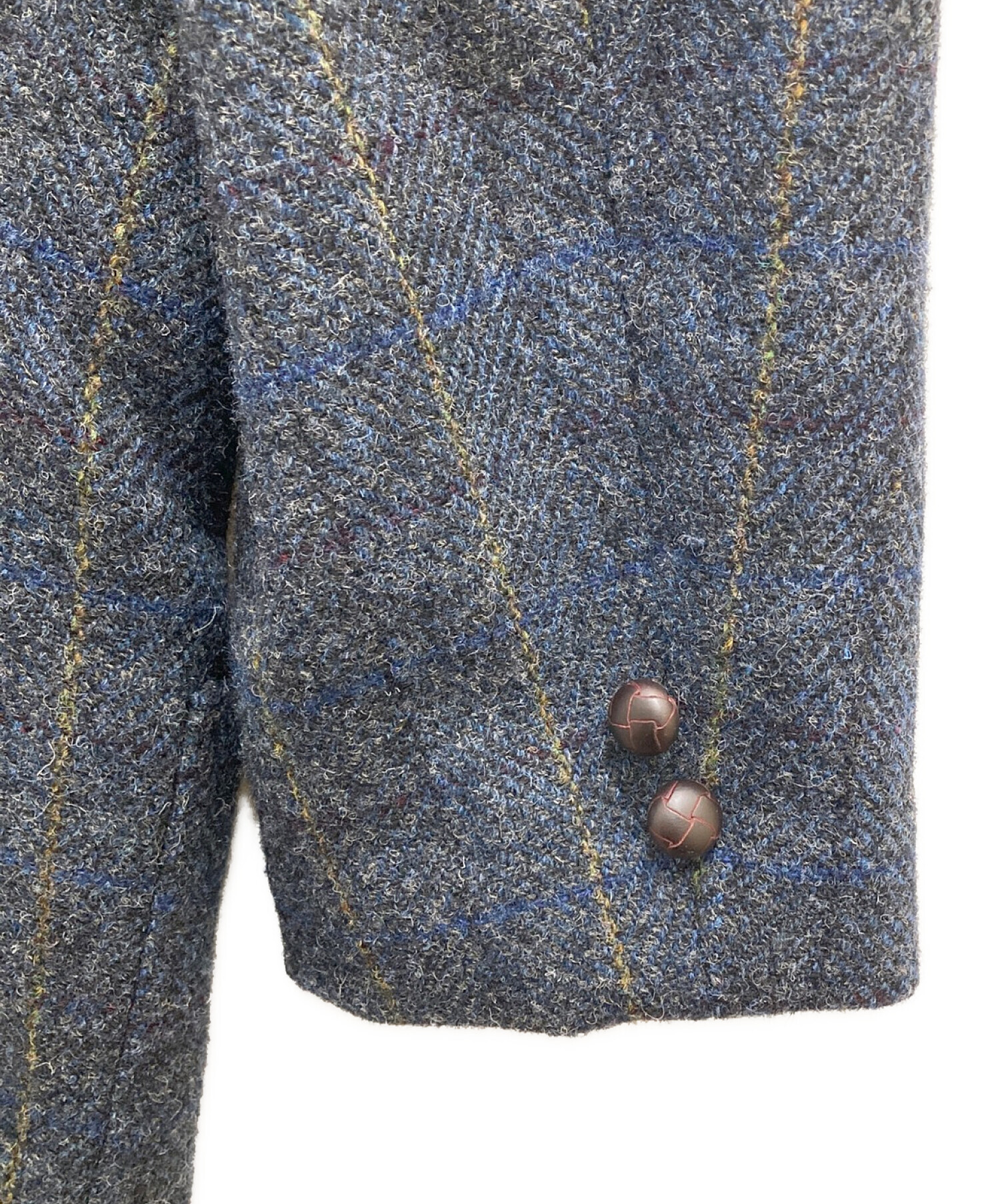 PAPAS (パパス) Harris Tweed (ハリスツイード) ツイードテーラードジャケット ネイビー サイズ:M46