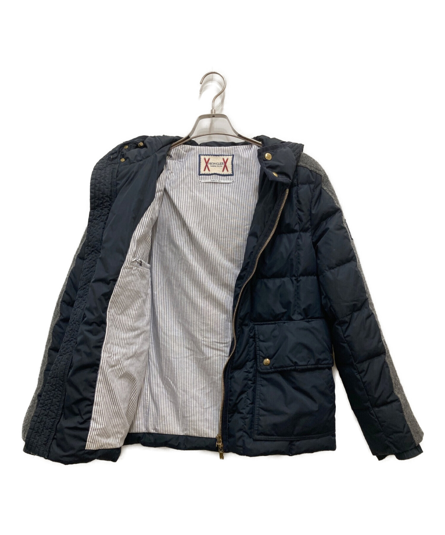 中古・古着通販】MONCLER GAMME BLEU (モンクレール ガム ブルー) ウール切替ダウンジャケット ブラック×グレー｜ブランド・古着通販  トレファク公式【TREFAC FASHION】スマホサイト