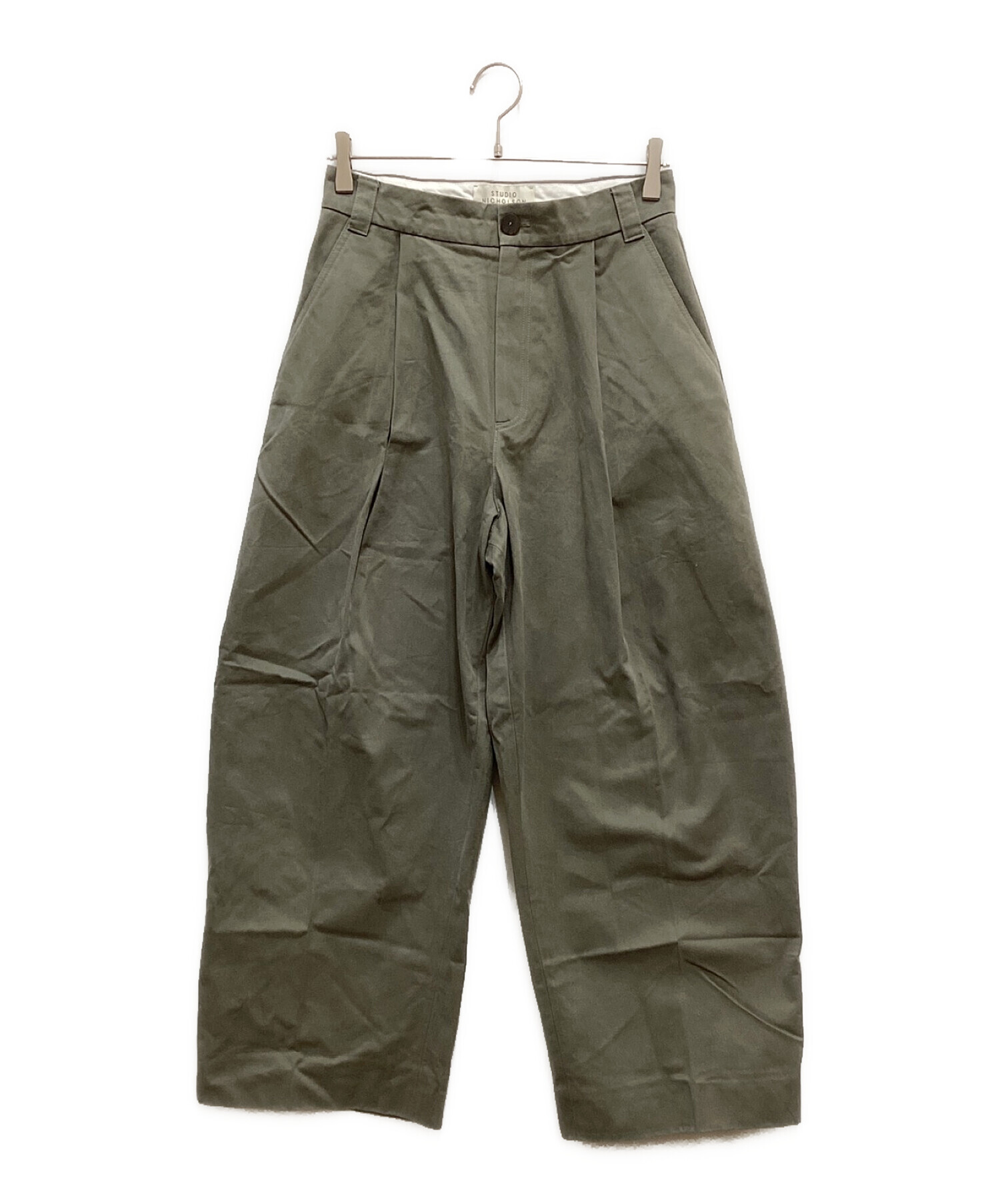 中古・古着通販】STUDIO NICHOLSON (スタジオニコルソン) Deep Pleat Volume Pant オリーブ  サイズ:XS｜ブランド・古着通販 トレファク公式【TREFAC FASHION】スマホサイト