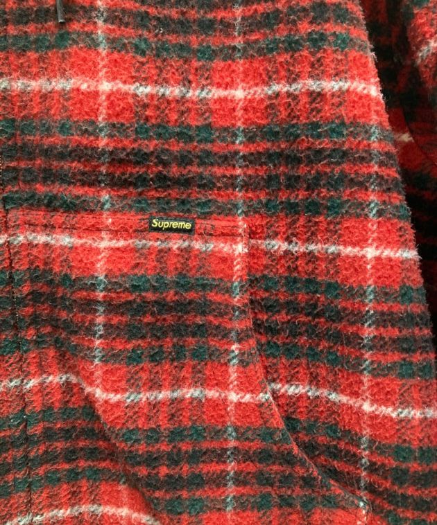 SUPREME (シュプリーム) plaid wool hooded work jacket/プレイドウールフーデッドワークジャケット レッド  サイズ:L