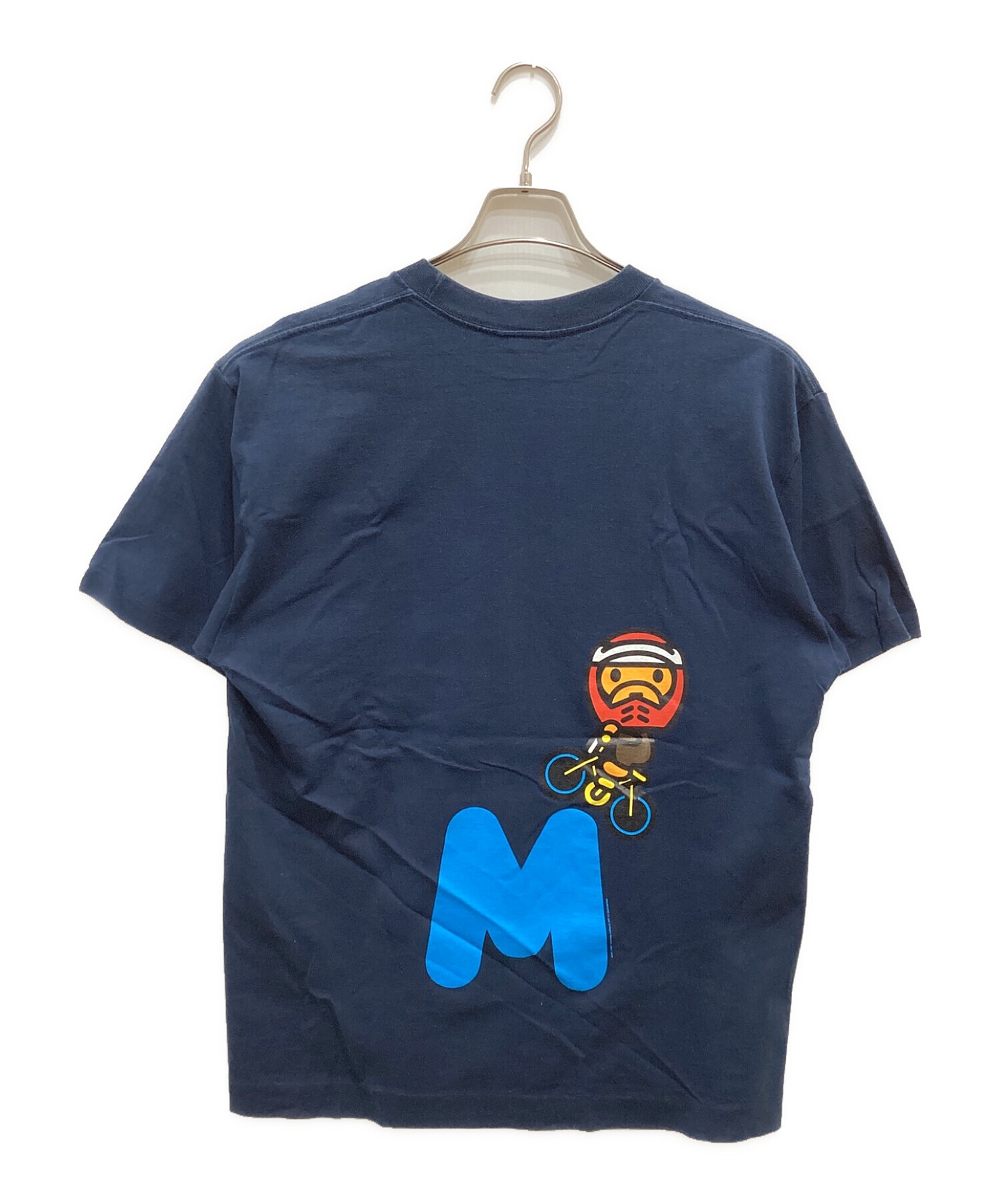 BAPE BY A BATHING APE (ベイプバイアベイシングエイプ) BABY MILO Tシャツ ネイビー サイズ:L