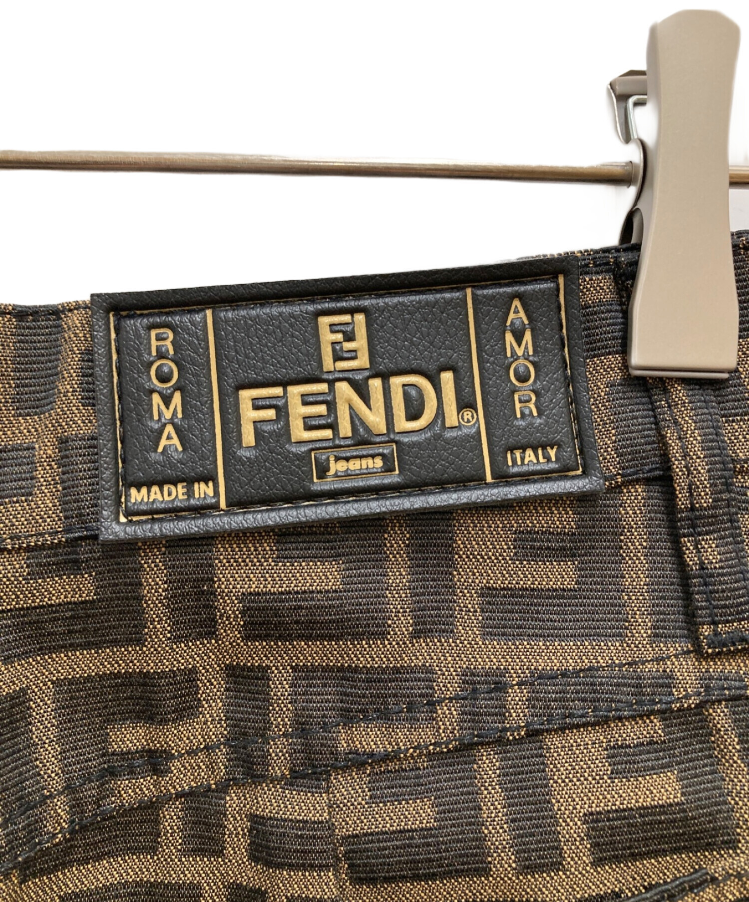 FENDI (フェンディ) ズッカ柄ヴィンテージミニスカート カーキ サイズ:SIZE 71cm (W28)