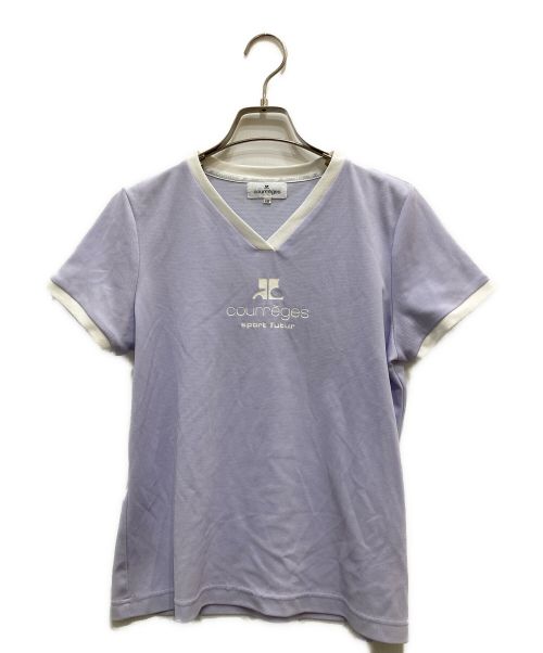 【中古・古着通販】courreges (クレージュ) VネックリンガーロゴTシャツ ラベンダー サイズ:Ｌ｜ブランド・古着通販  トレファク公式【TREFAC FASHION】スマホサイト