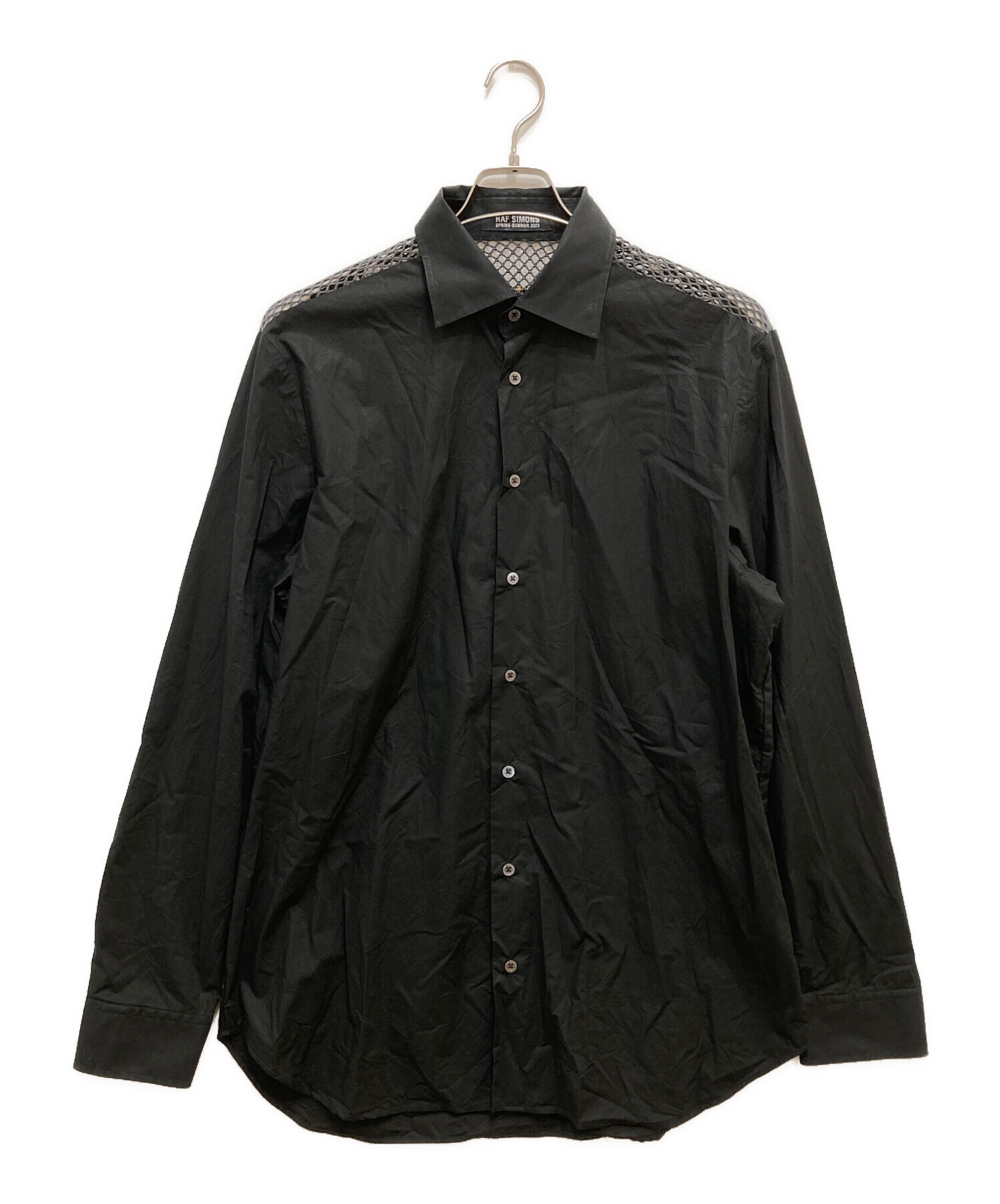 中古・古着通販】RAF SIMONS (ラフシモンズ) Classic shirt with net insert/クラシックｼｬﾂウィズネットインサート  ブラック サイズ:46｜ブランド・古着通販 トレファク公式【TREFAC FASHION】スマホサイト