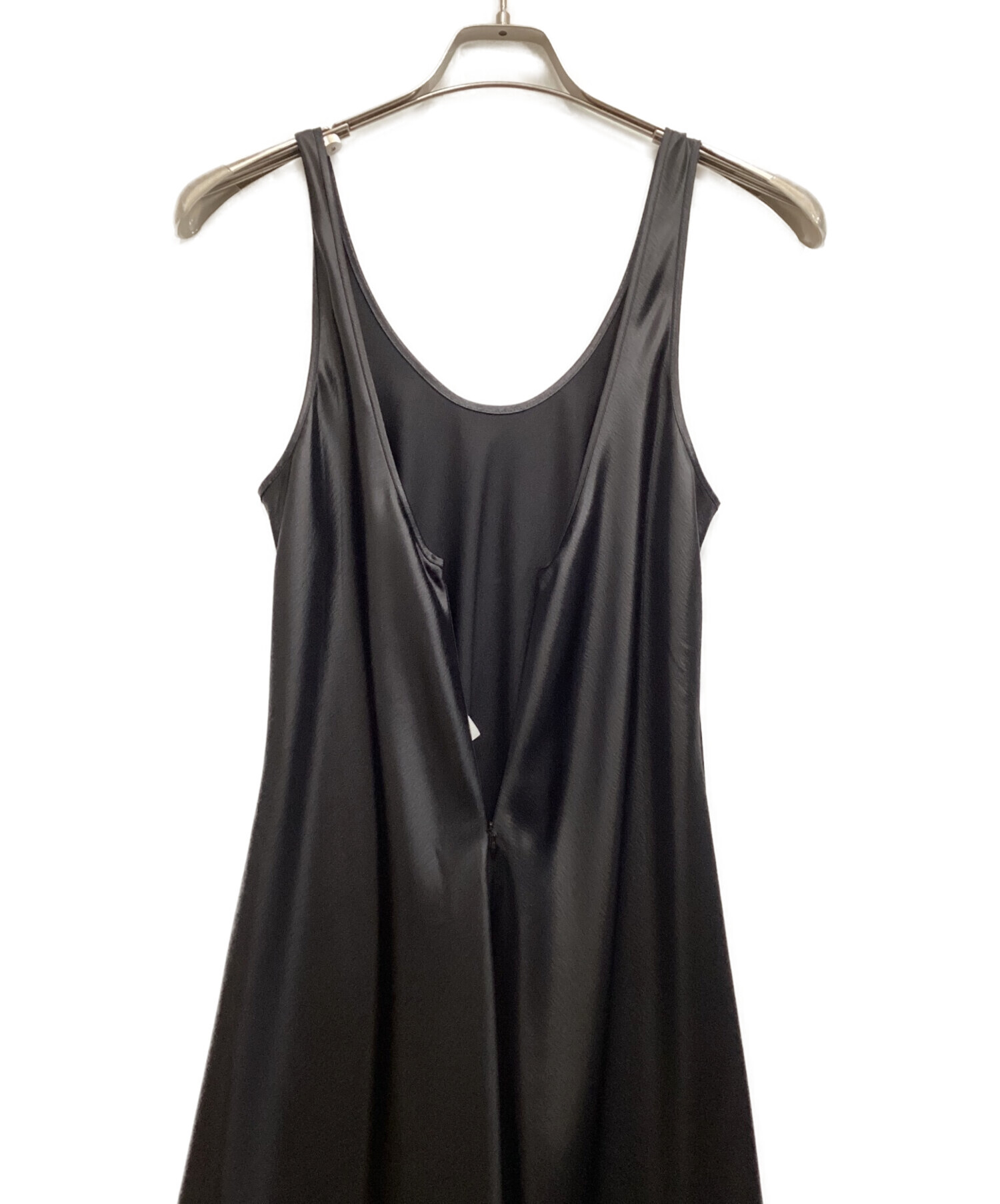 ENFOLD (エンフォルド) レザーライクサテン マキシタンクドレス ブラック サイズ:36