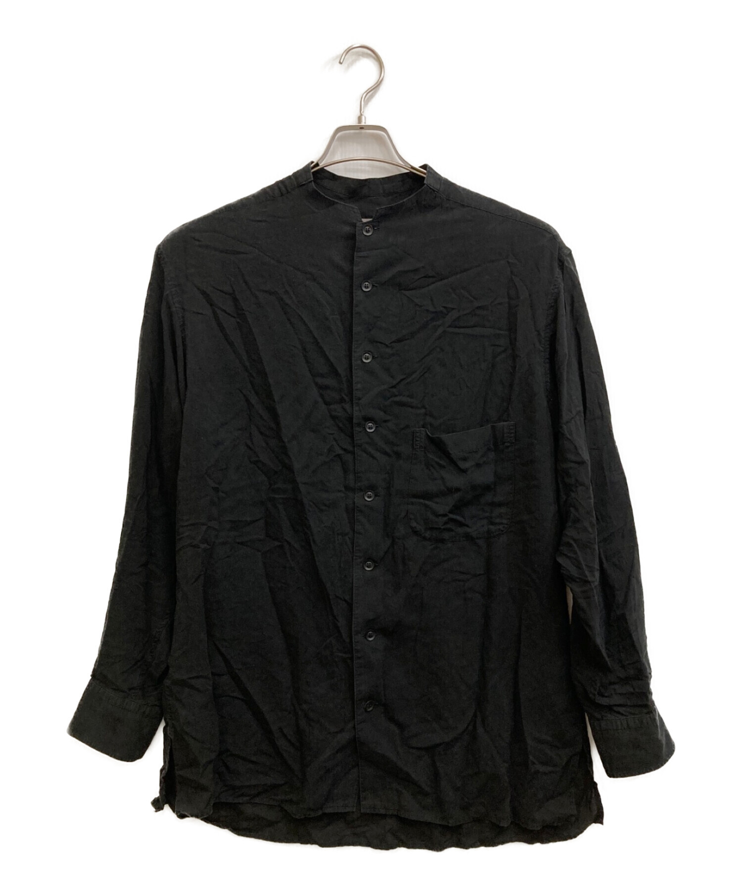 Yohji Yamamoto pour homme (ヨウジヤマモト プールオム) テンセルノーカラーシャツ ブラック サイズ:2