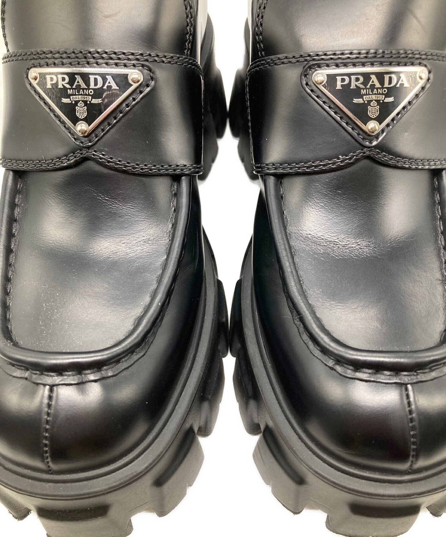 中古・古着通販】PRADA (プラダ) レザーローファー ブラック サイズ:36