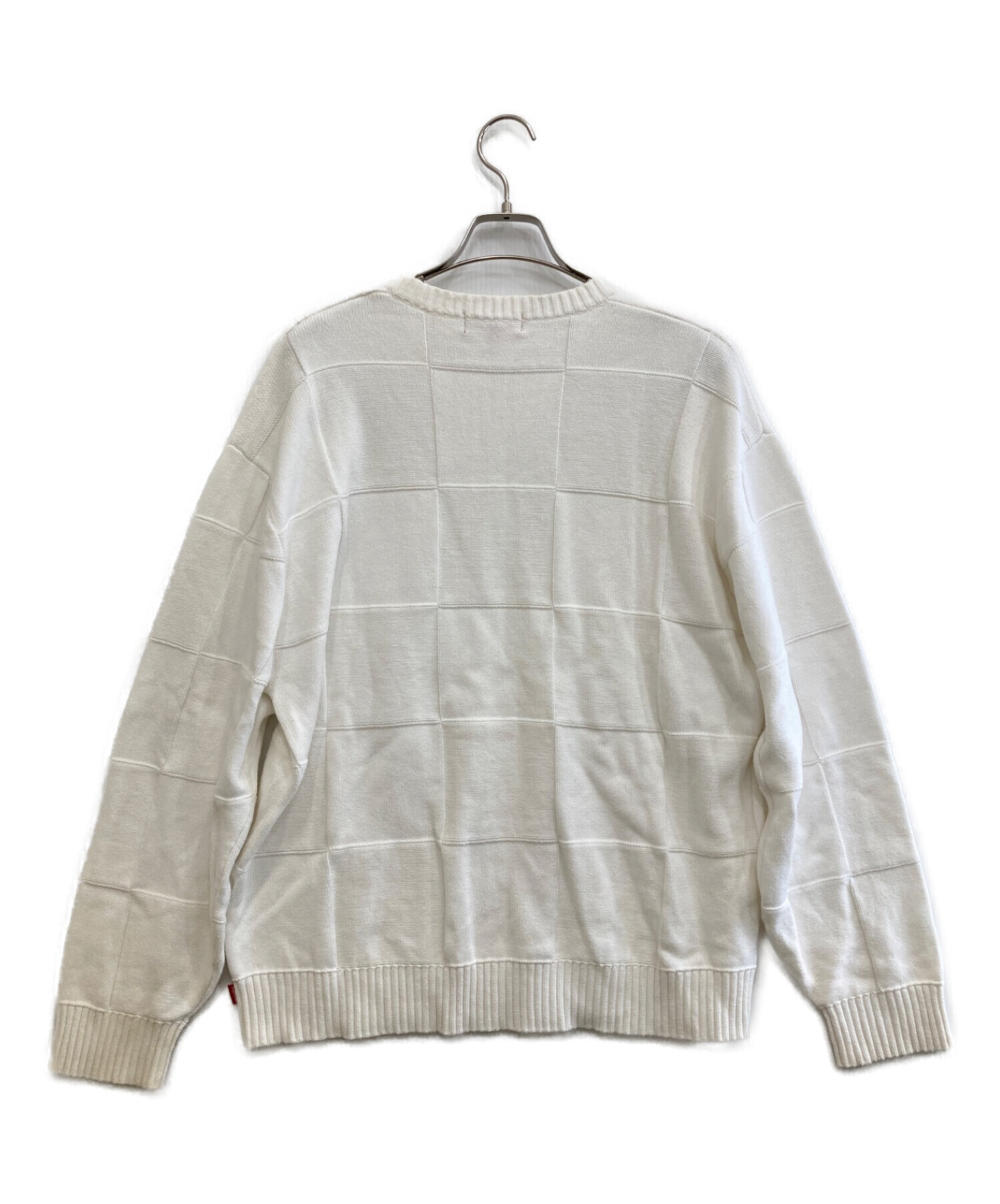 SUPREME (シュプリーム) tonal checkerboard small box sweater ホワイト サイズ:L