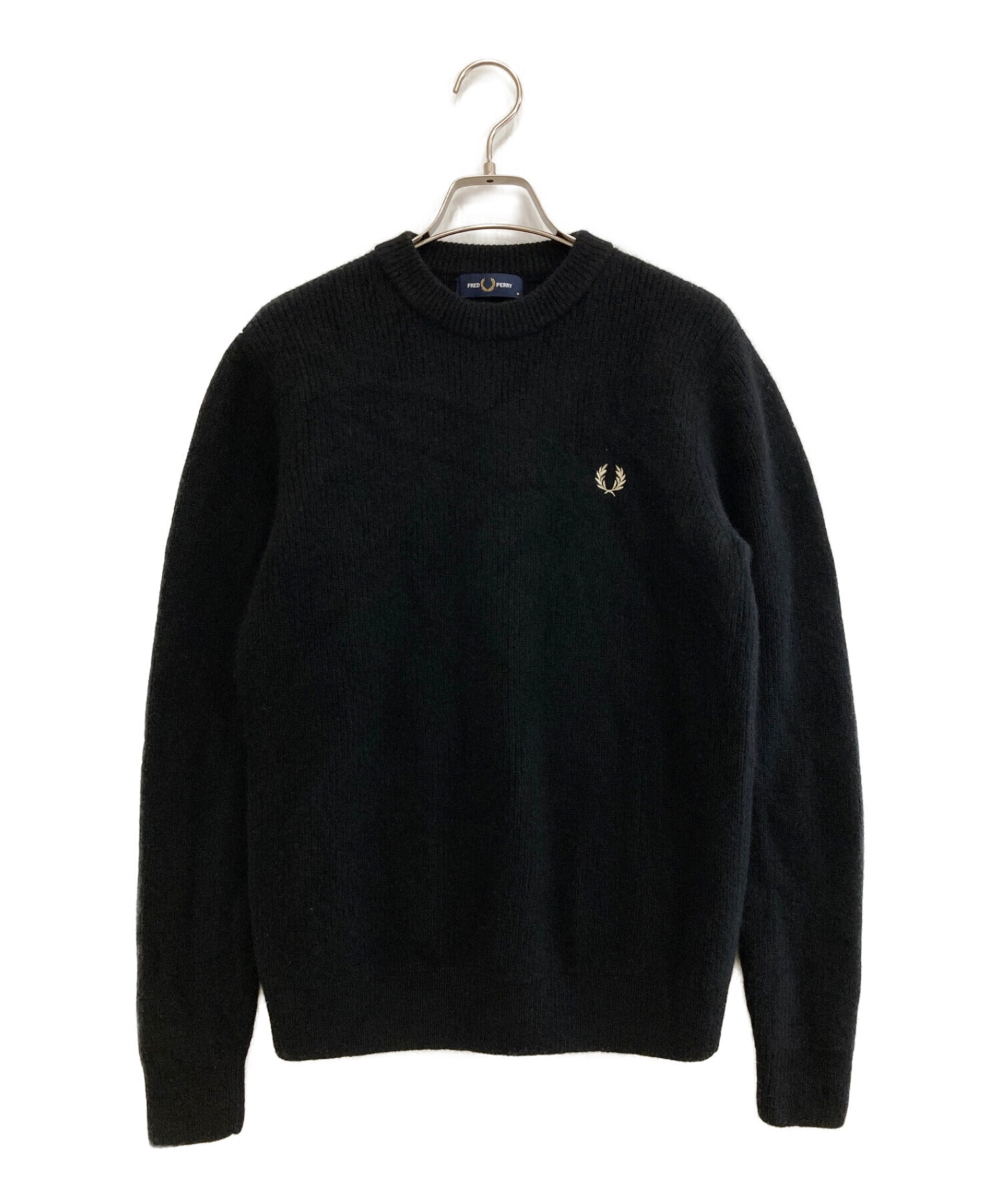 FRED PERRY (フレッドペリー) リブ編みセーター ブラック サイズ:M